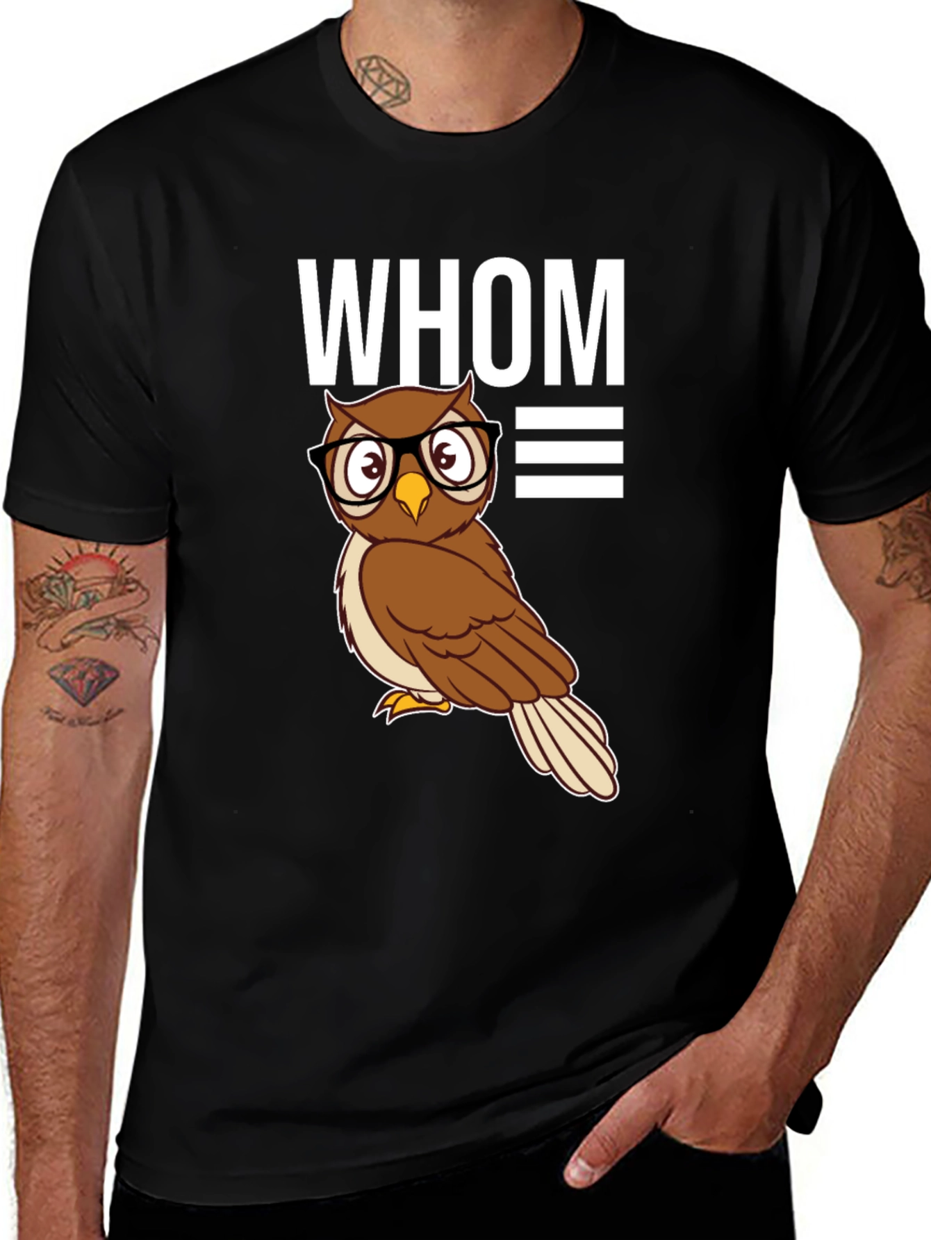 Variant 12 of Whom Owl T-Shirt - Smart & Funny Grammar Tee