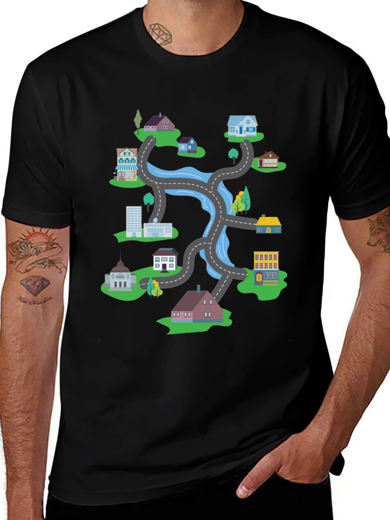 Variant 14 of Cartoon Town Graphic T-Shirt