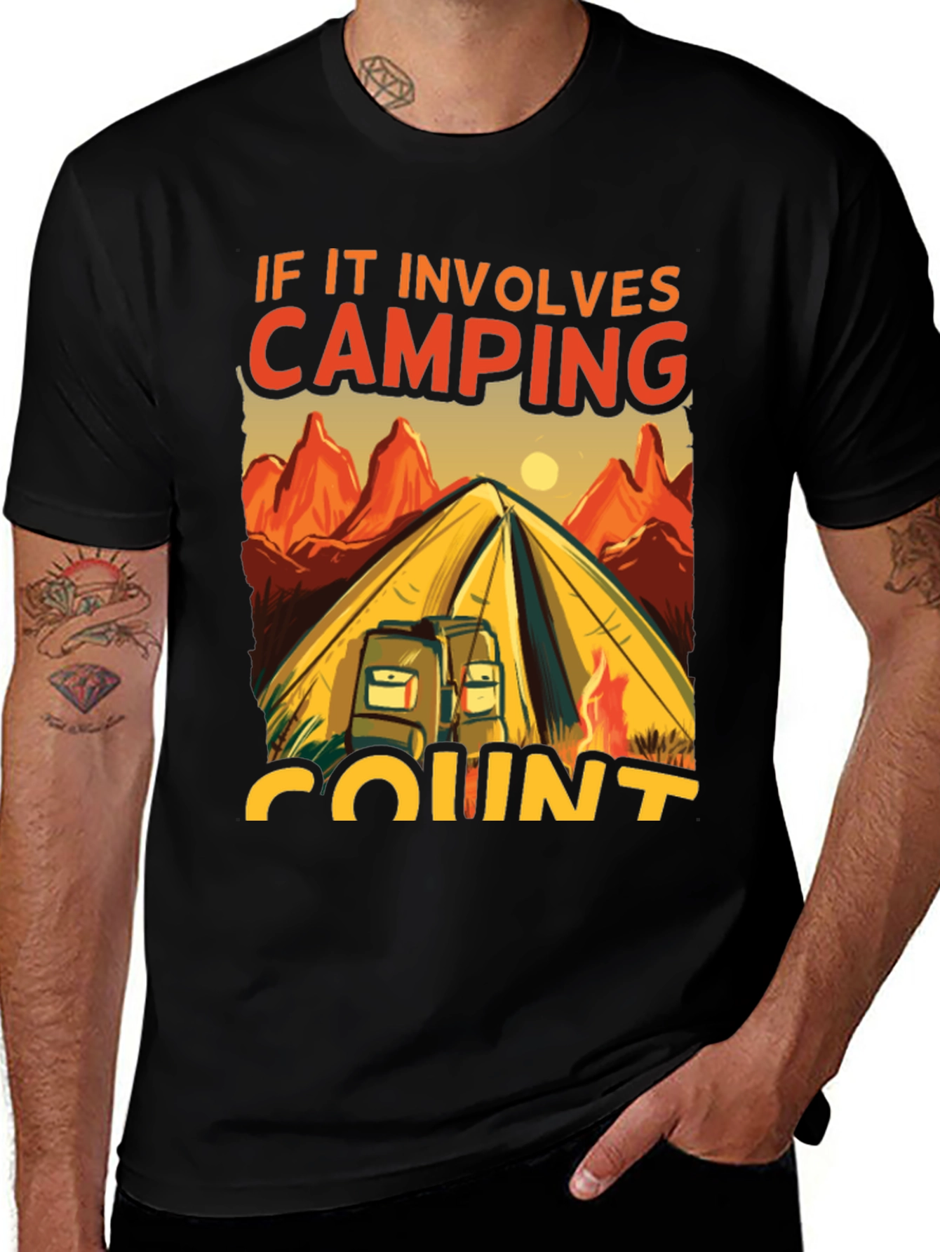 Variant 20 of Camping Graphic T-Shirt - 'If It Involves Camping, Count Me In'