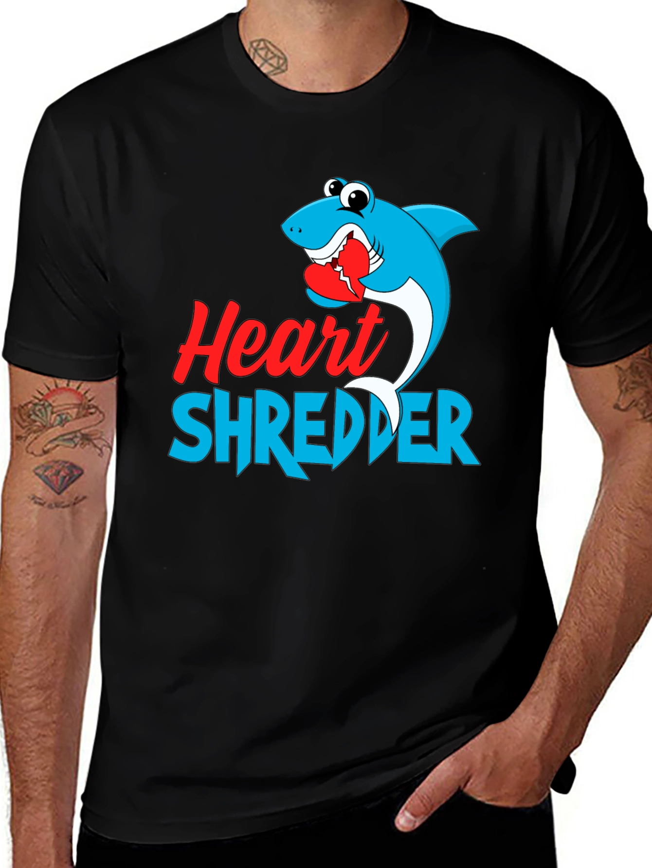 Variant 7 of Heart Shredder Graphic Tee - Novelty Shark T-Shirt