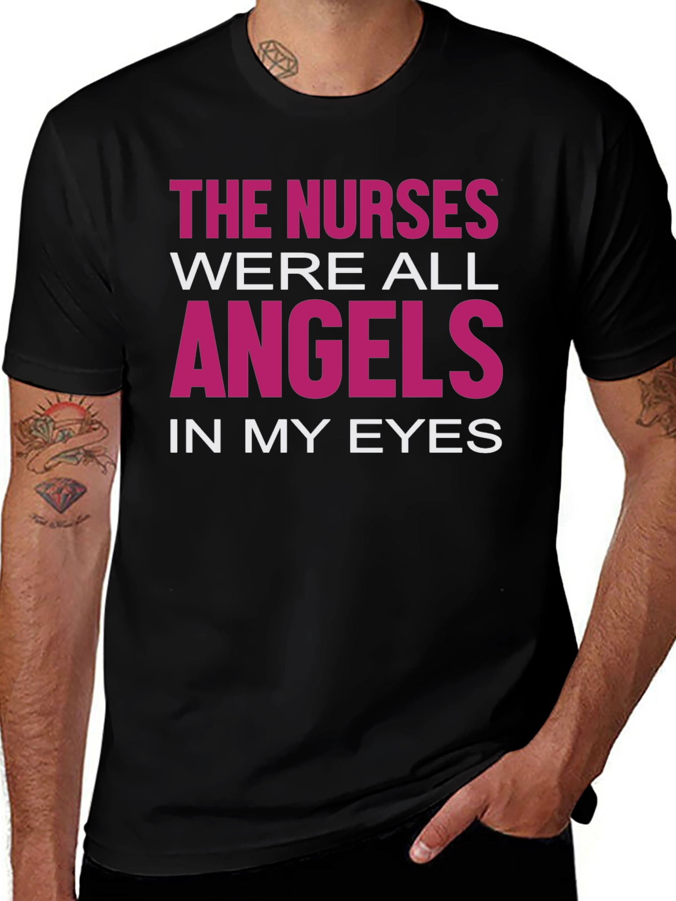 Variant 20 of Nurses Were Angels Graphic T-Shirt - Black