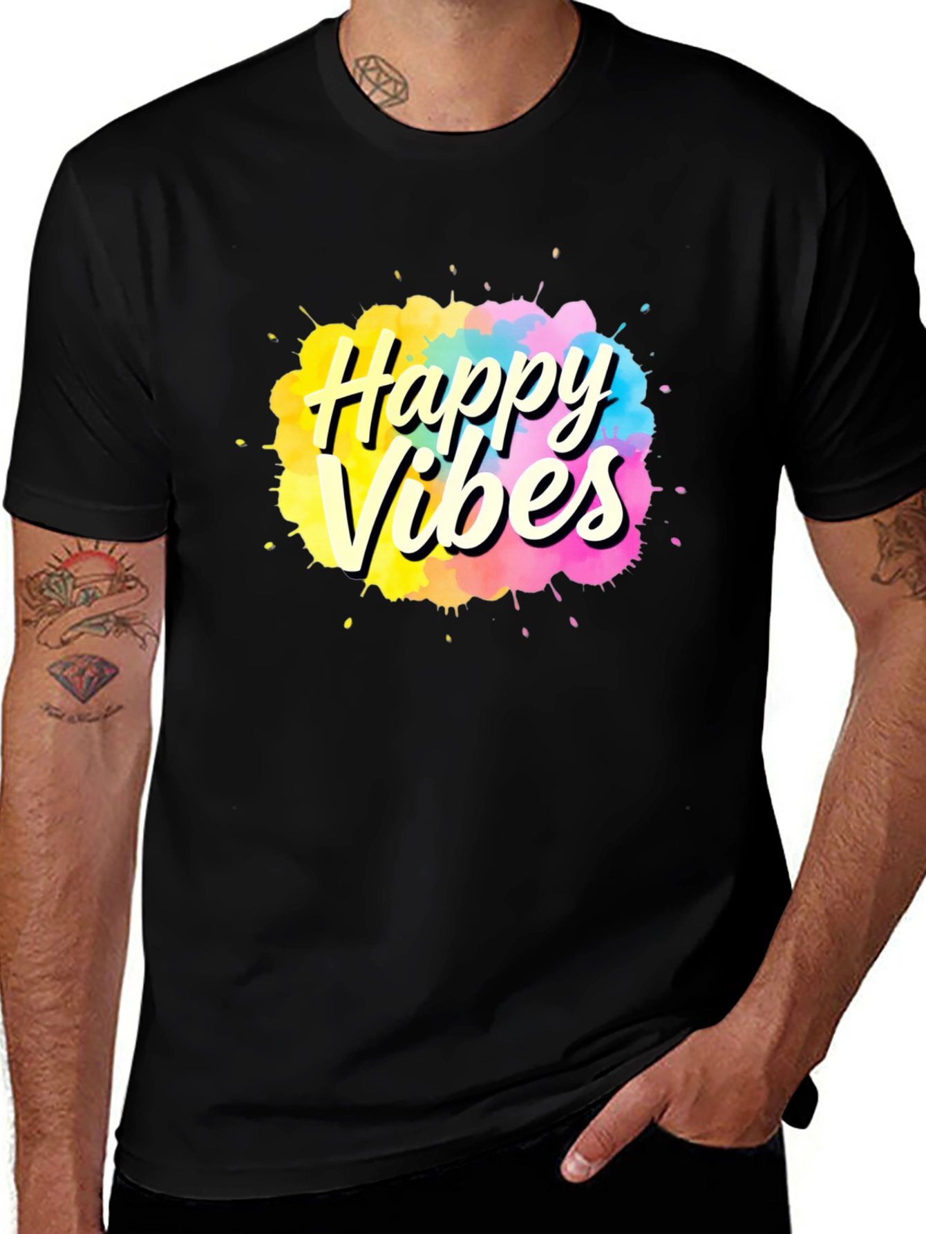 Variant 25 of Happy Vibes Graphic Tee -  Unisex Casual T-Shirt