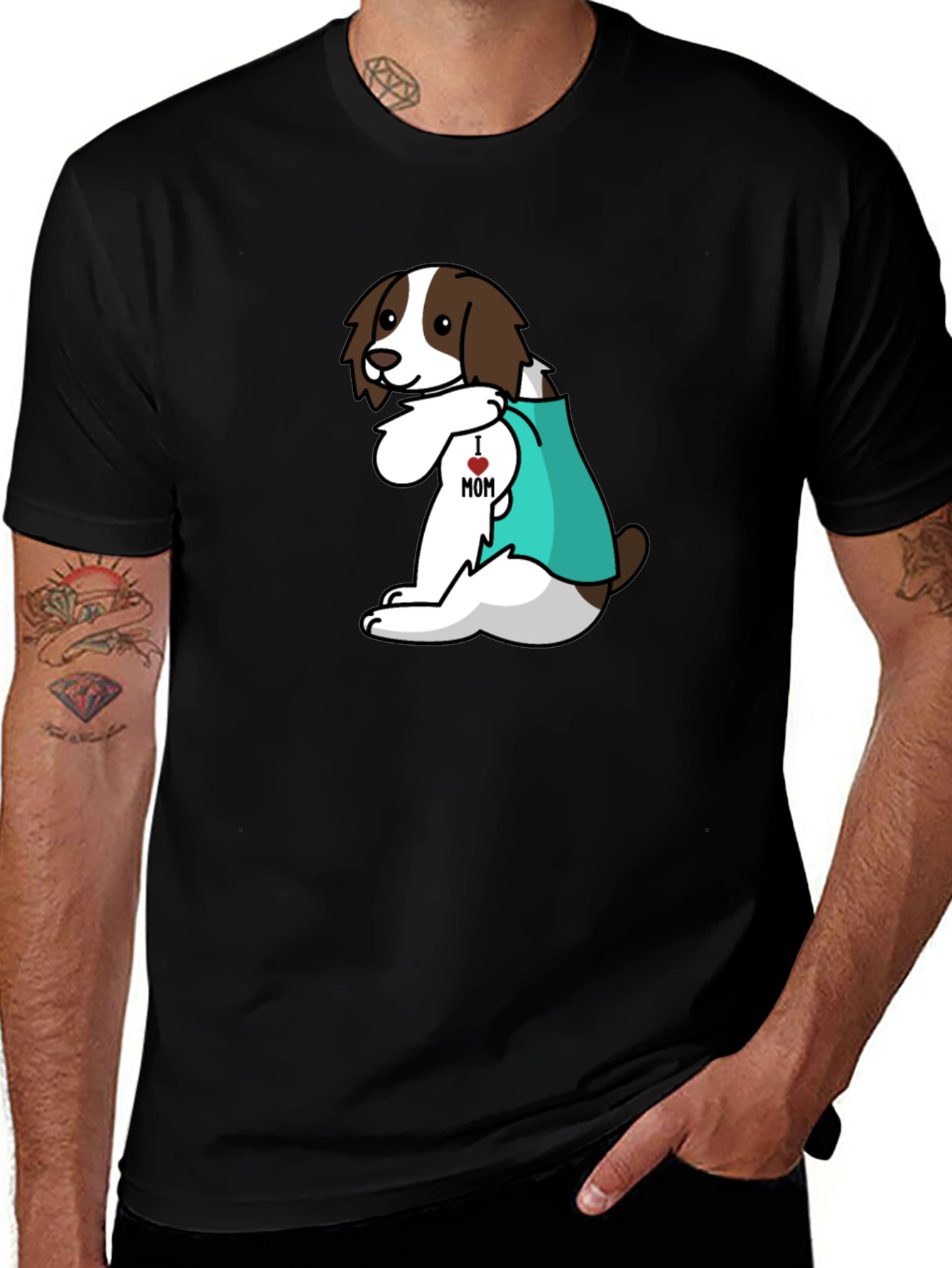 Variant 2 of Dog Lover T-Shirt - I Love Mom Puppy Tattoo Tee