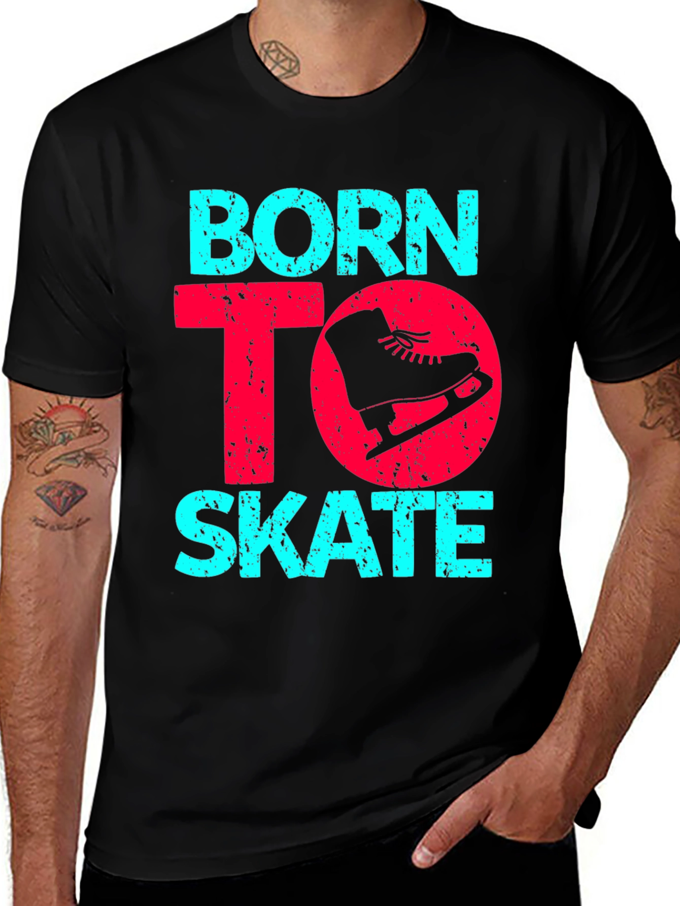 Variant 5 of Born To Skate Graphic Tee -  Cool Ice Skating Shirt