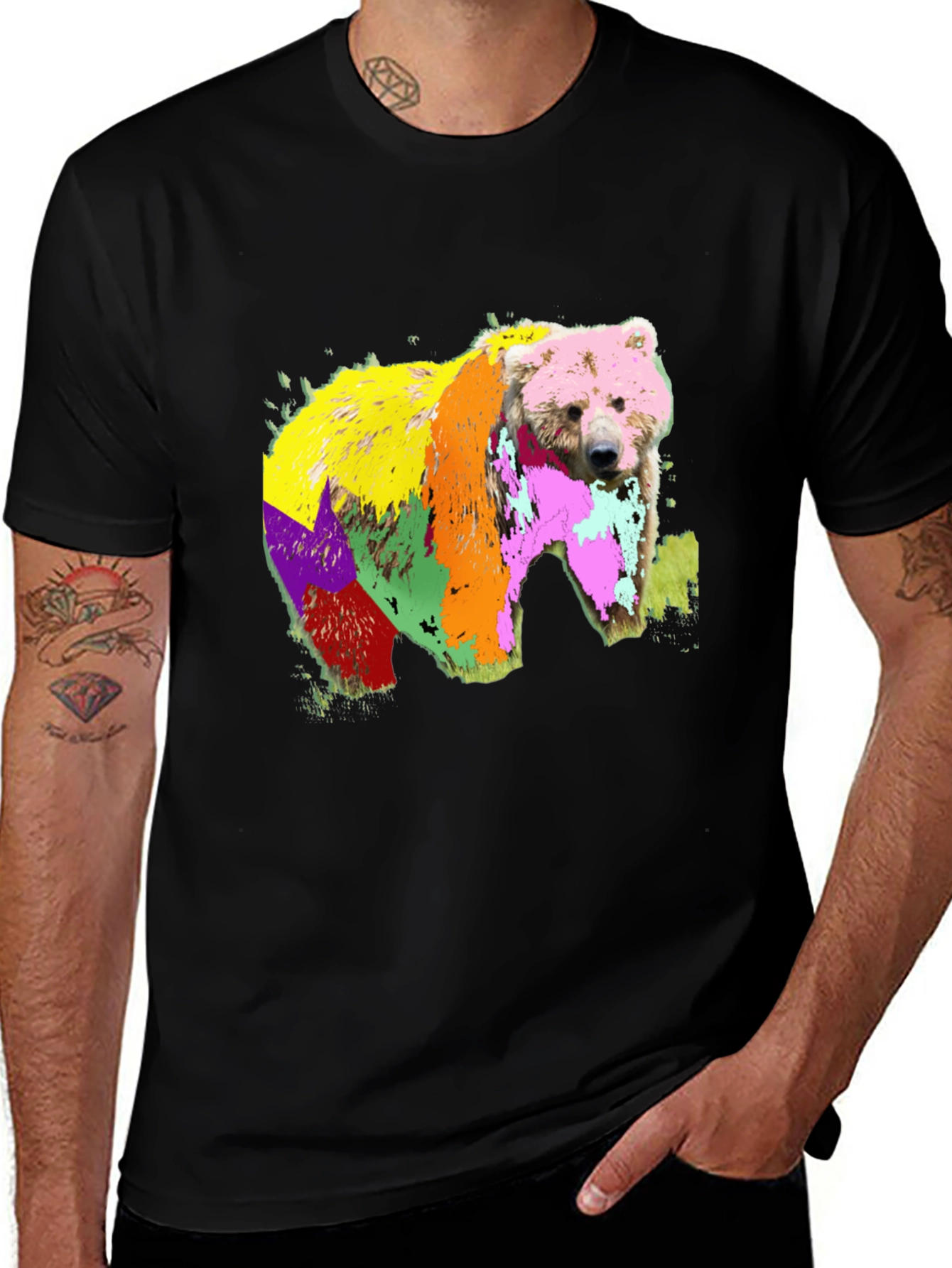 Variant 11 of Bold Bear Graphic Tee - Men's Black T-Shirt