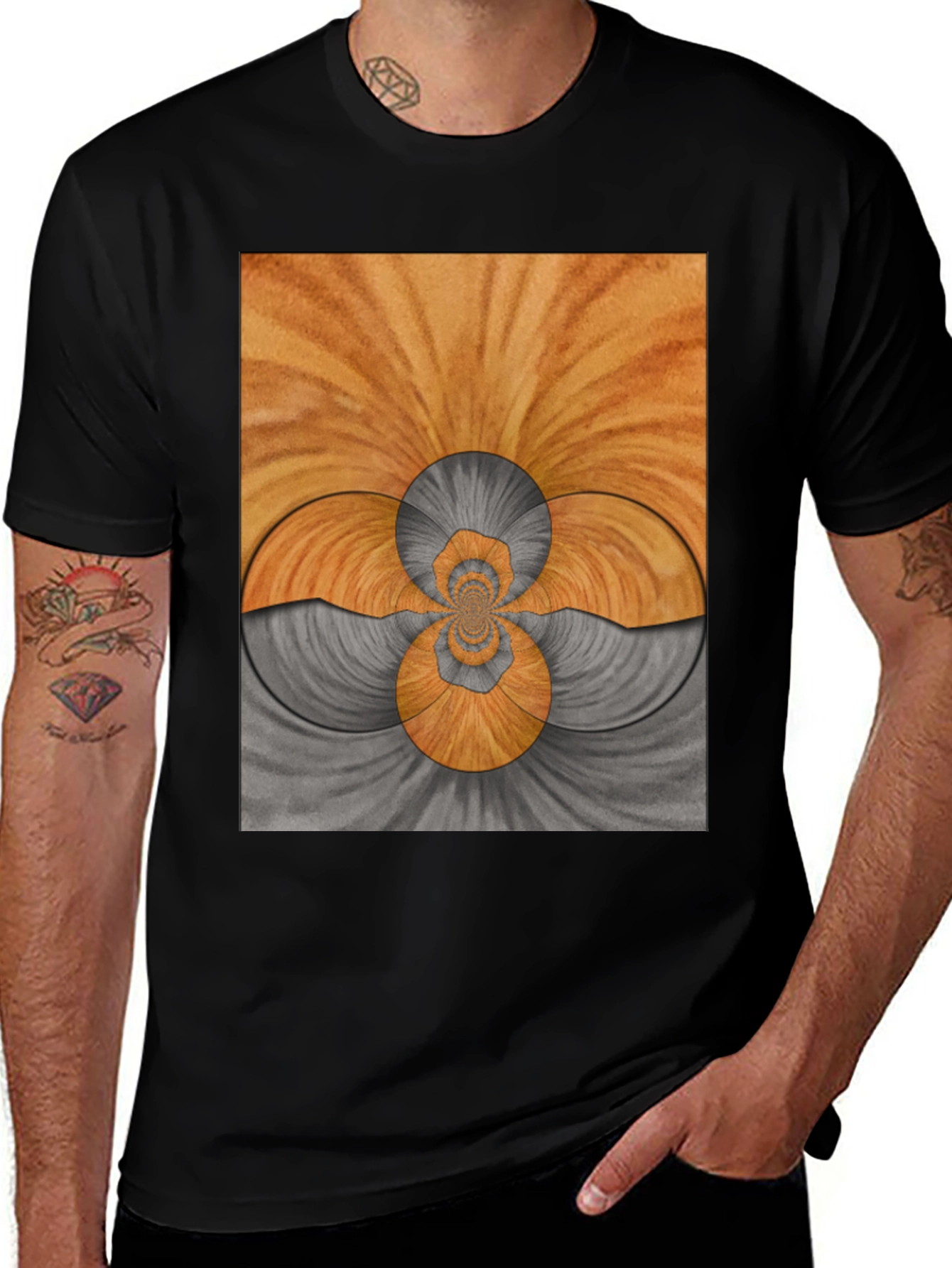 Variant 7 of Abstract Kaleidoscope Graphic Black T-Shirt