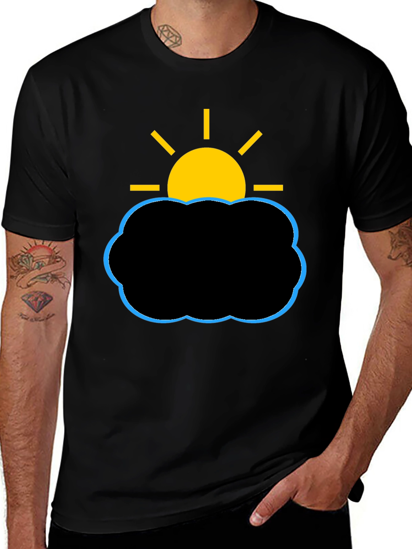 Variant 24 of Cloudy Sun Graphic Tee - Black Cotton T-Shirt