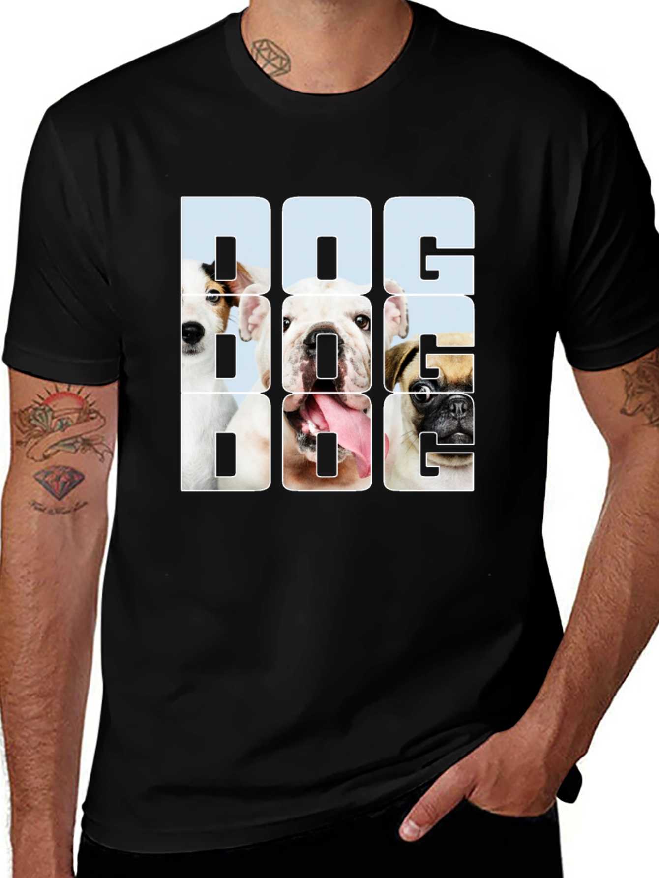 Variant 25 of Dog Breed Graphic Print Black T-Shirt
