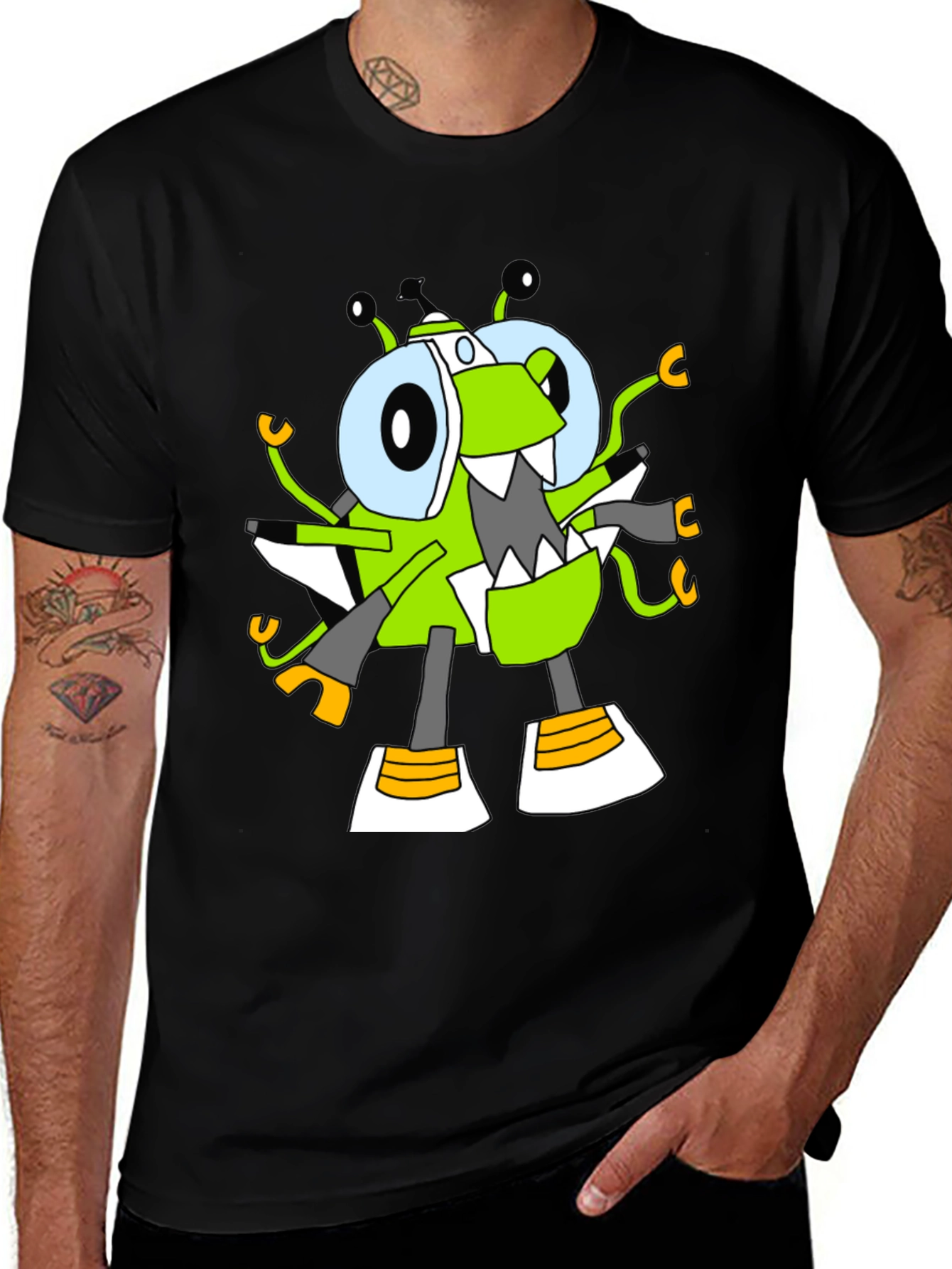 Black Cartoon Character Graphic Tee main image