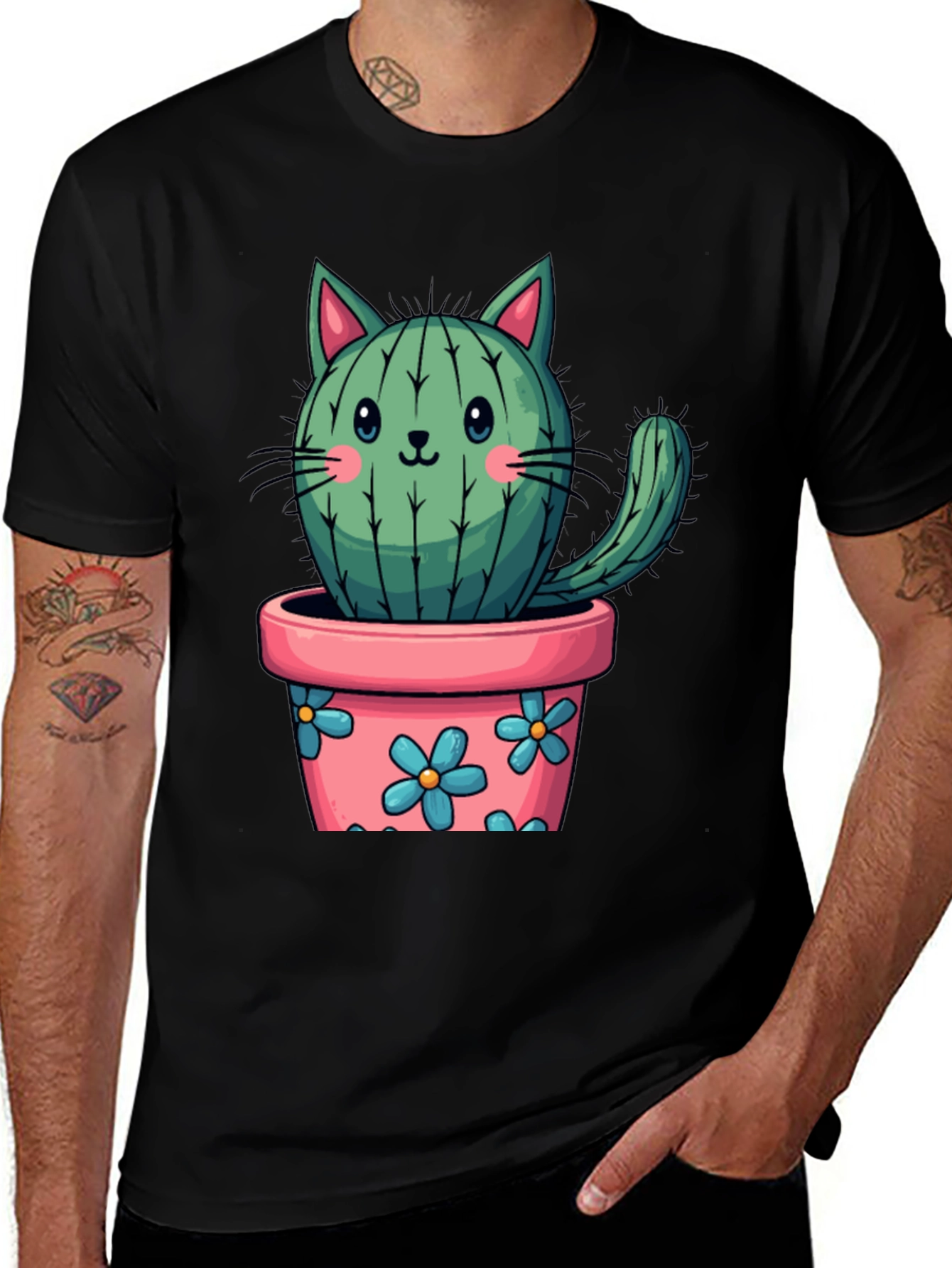 Variant 28 of Cactus Cat T-Shirt - Cute Plant Lover Tee