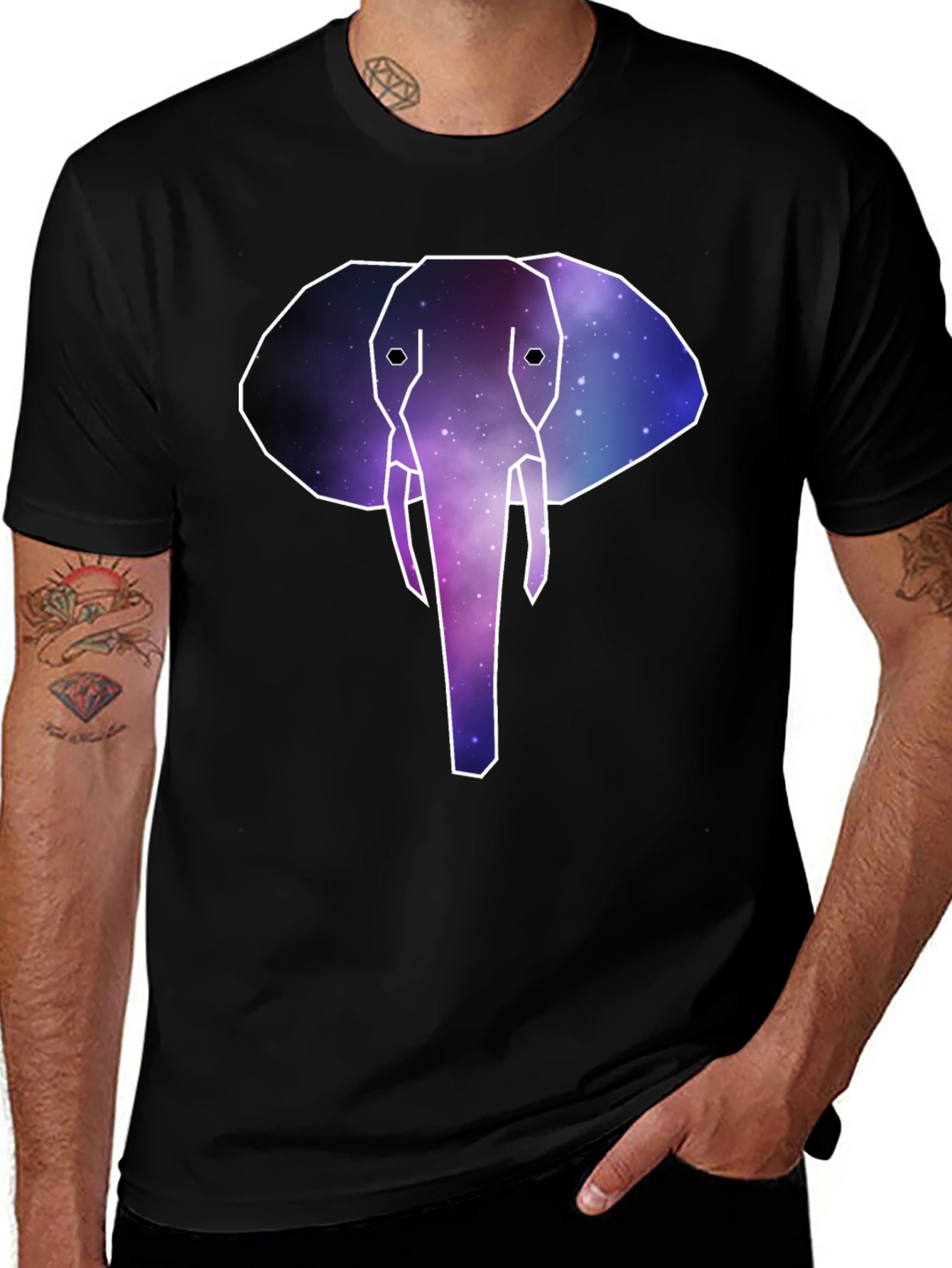 Variant 13 of Geometric Galaxy Elephant Graphic Tee