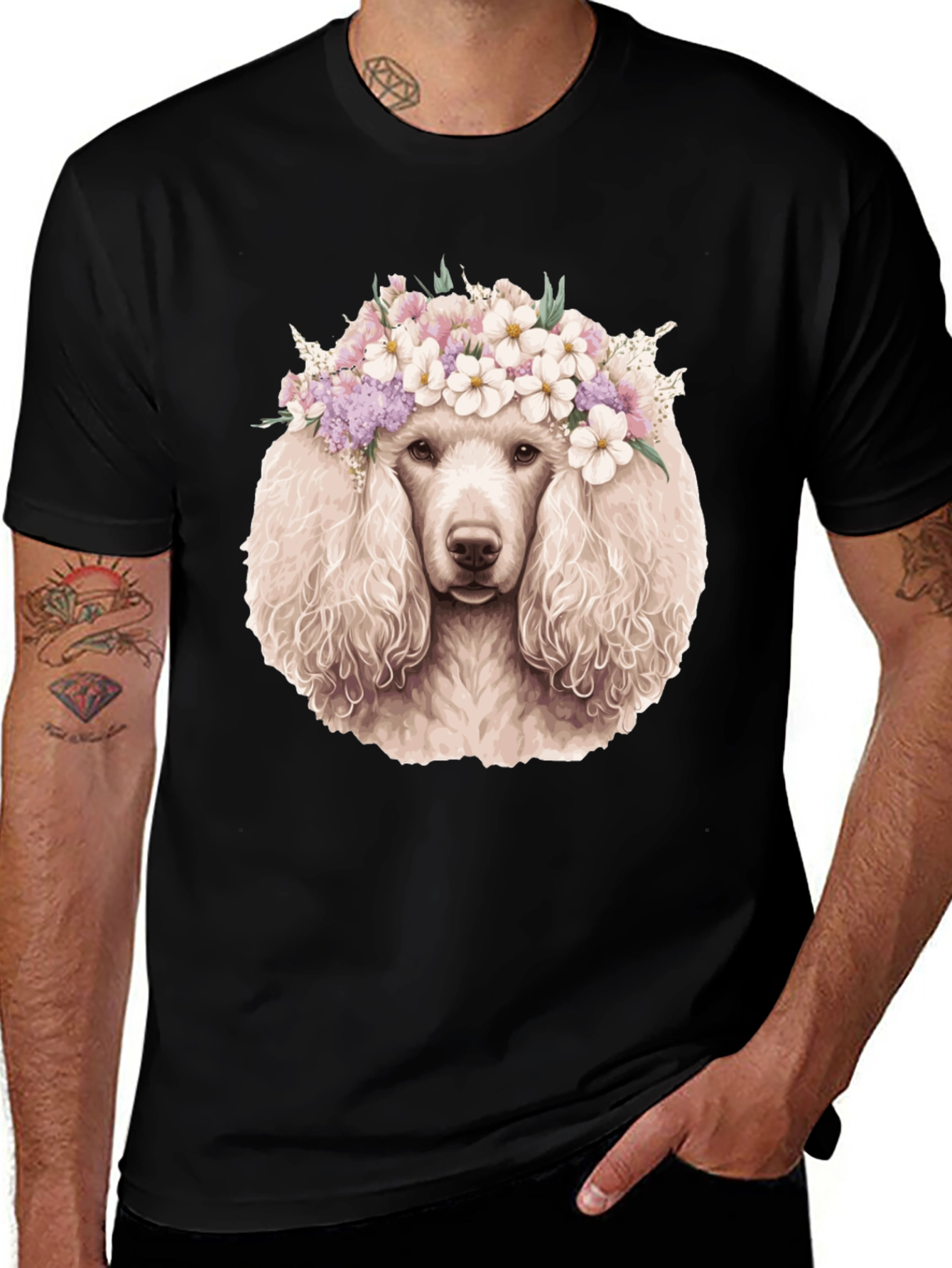 Variant 29 of Poodle Flower Crown Graphic Tee
