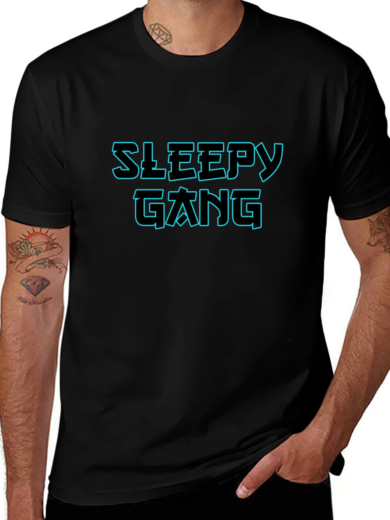 Variant 30 of Sleepy Gang Graphic Black T-Shirt
