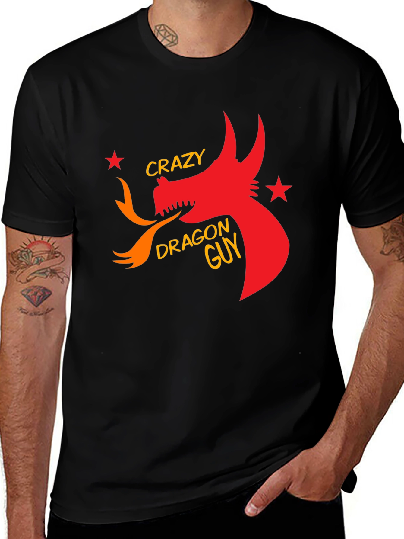 Variant 22 of Crazy Dragon Guy Black T-Shirt