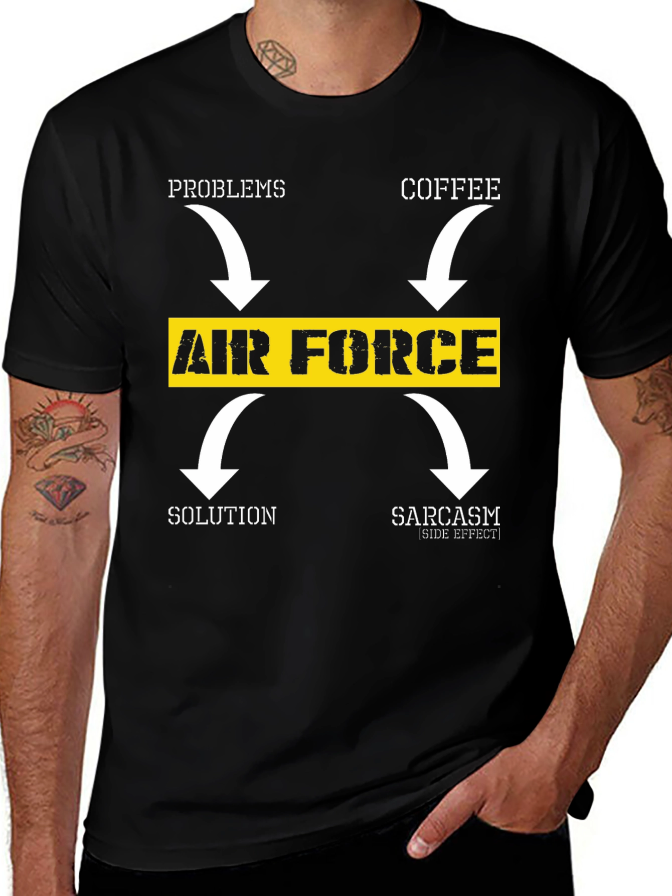 Variant 15 of Air Force Problems Coffee Solution Sarcasm Black T-Shirt