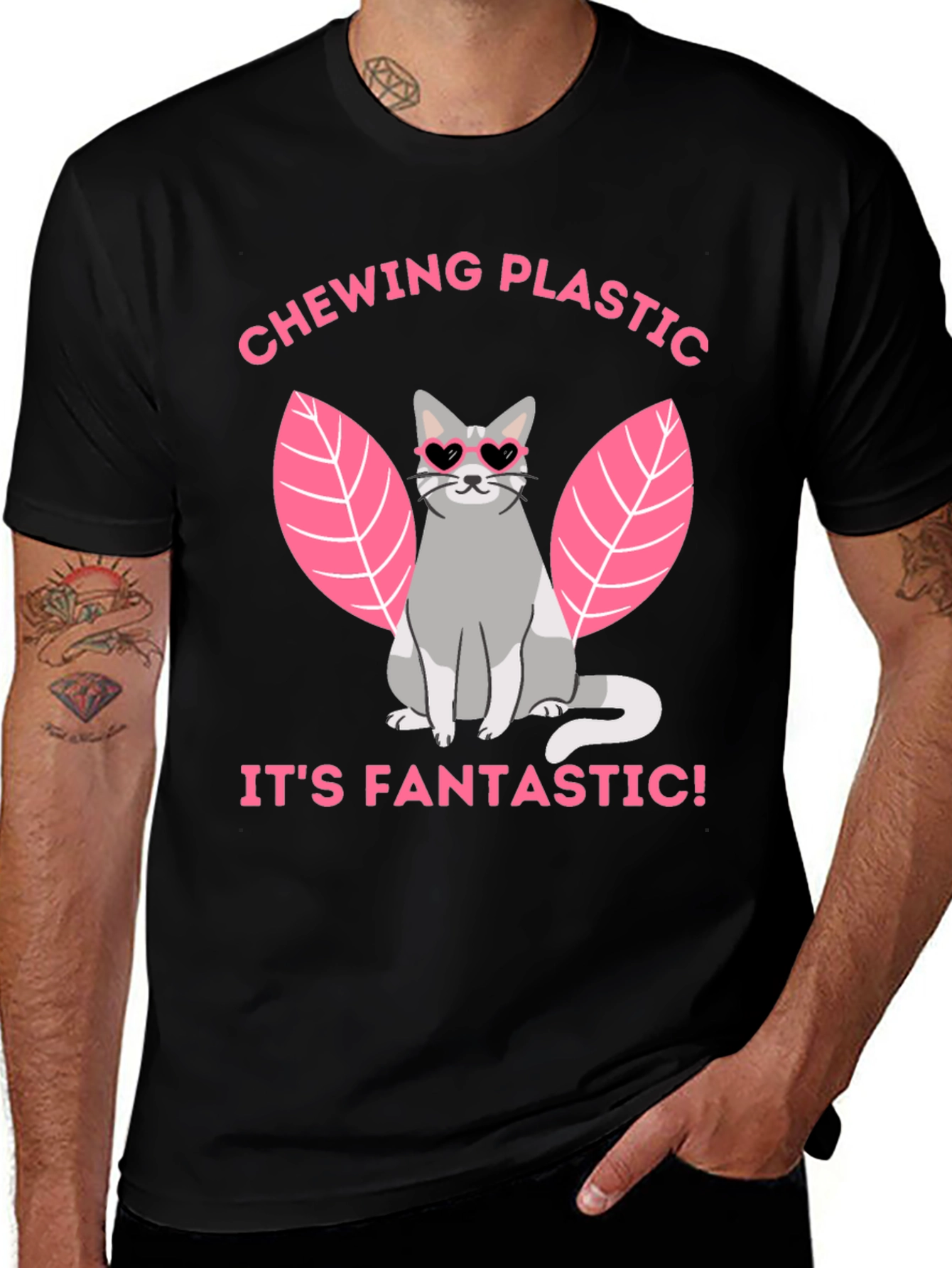 Variant 13 of Chewing Plastic Cat T-Shirt - It's Fantastic!