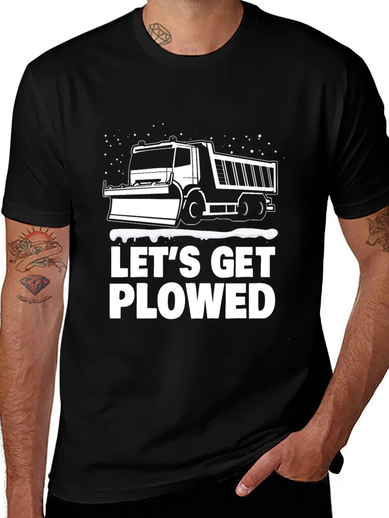 Variant 10 of Let's Get Plowed Men's Black T-Shirt