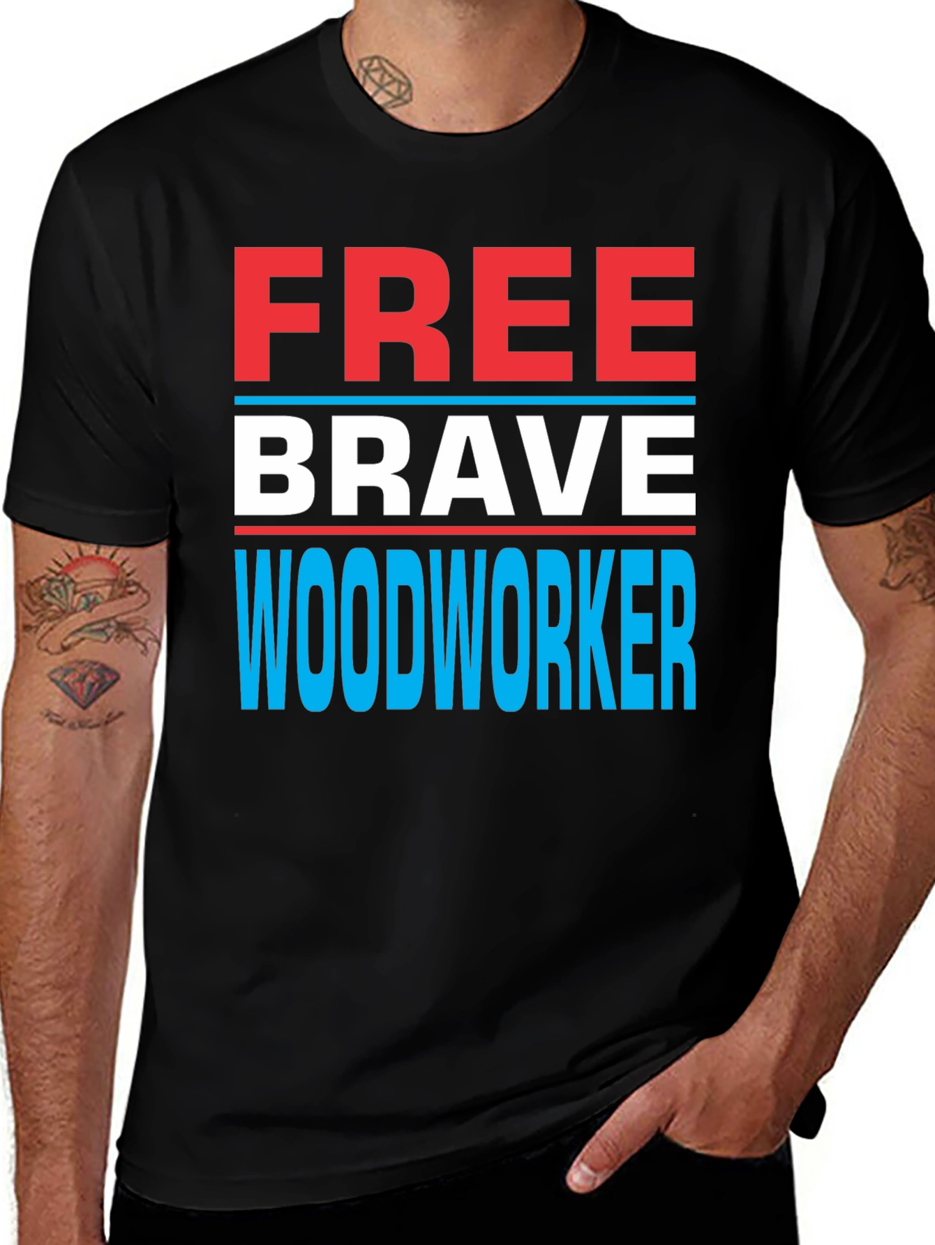 Variant 9 of Free Brave Woodworker Graphic T-Shirt