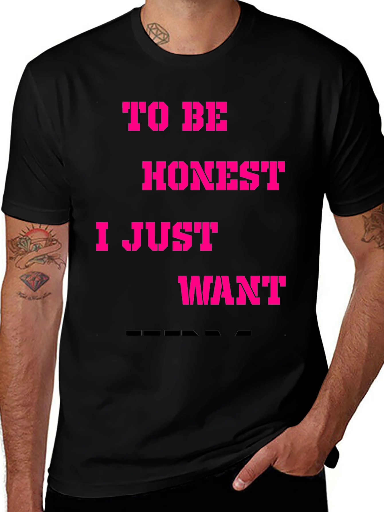 Black Funny "To Be Honest" Graphic Tee - Casual Black T-Shirt main image