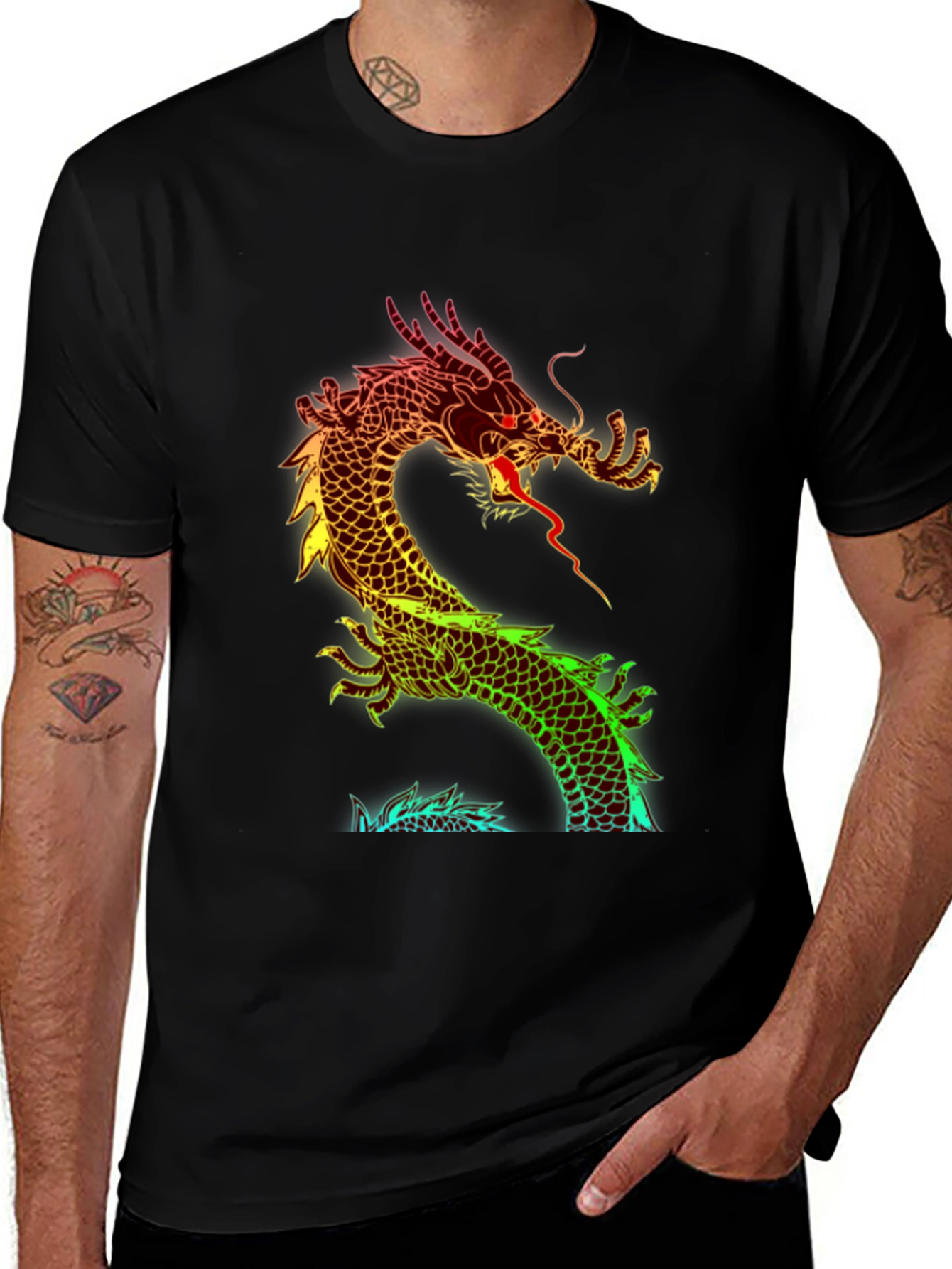 Variant 29 of Dragon Graphic Black T-Shirt