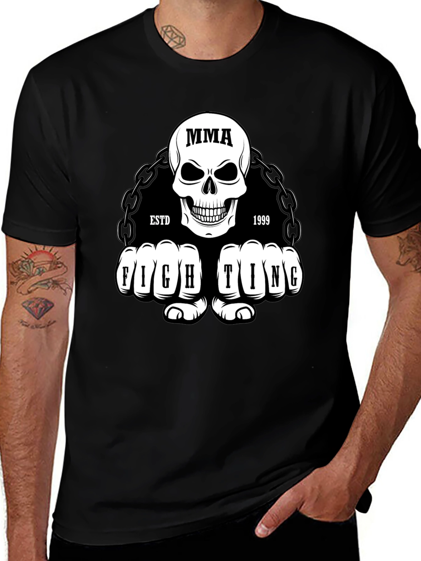 MMA Fighting Skull T-Shirt - Estd 1999 Black Tee