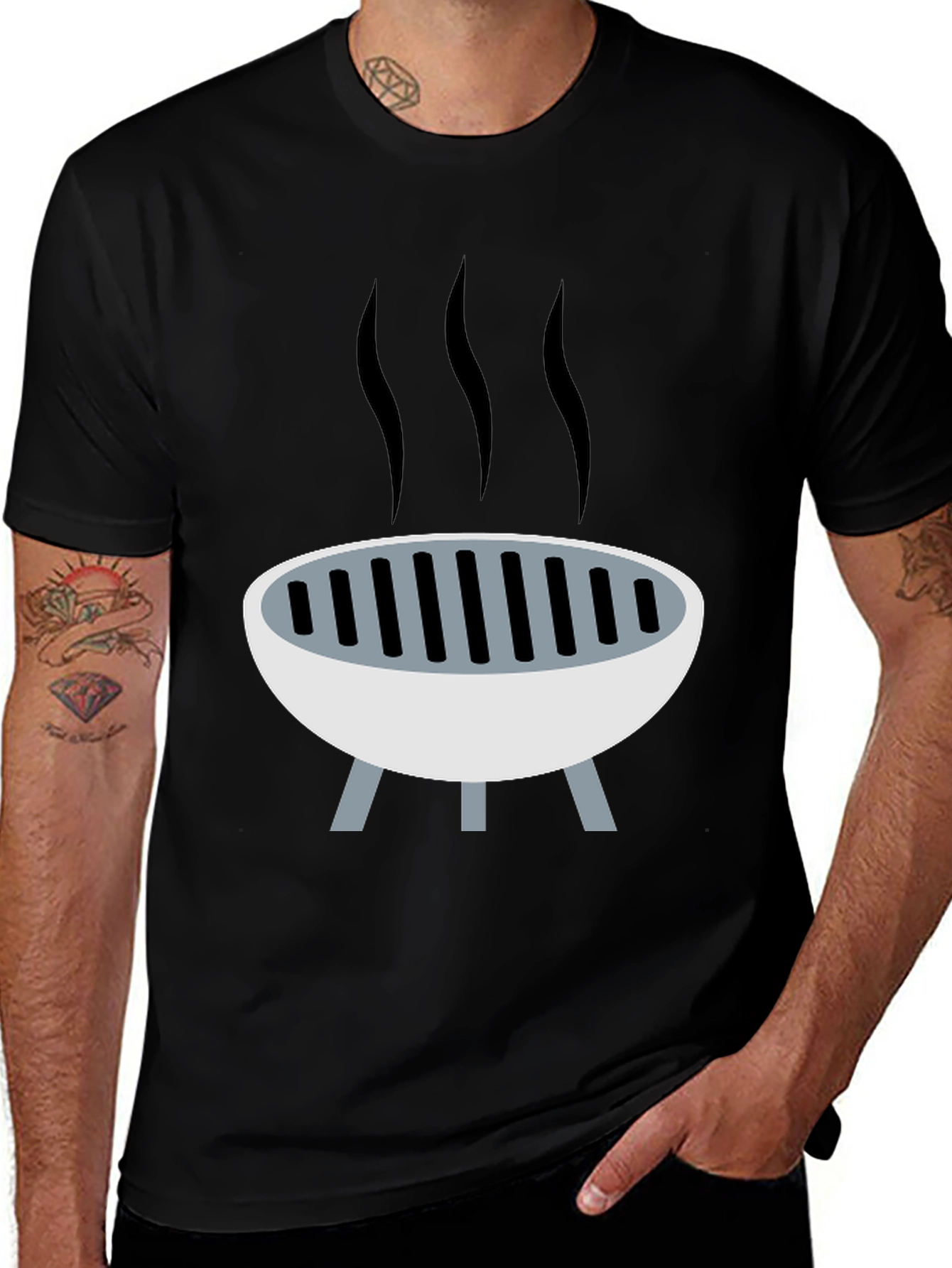 BBQ Grill Graphic Tee - Men's Black T-Shirt