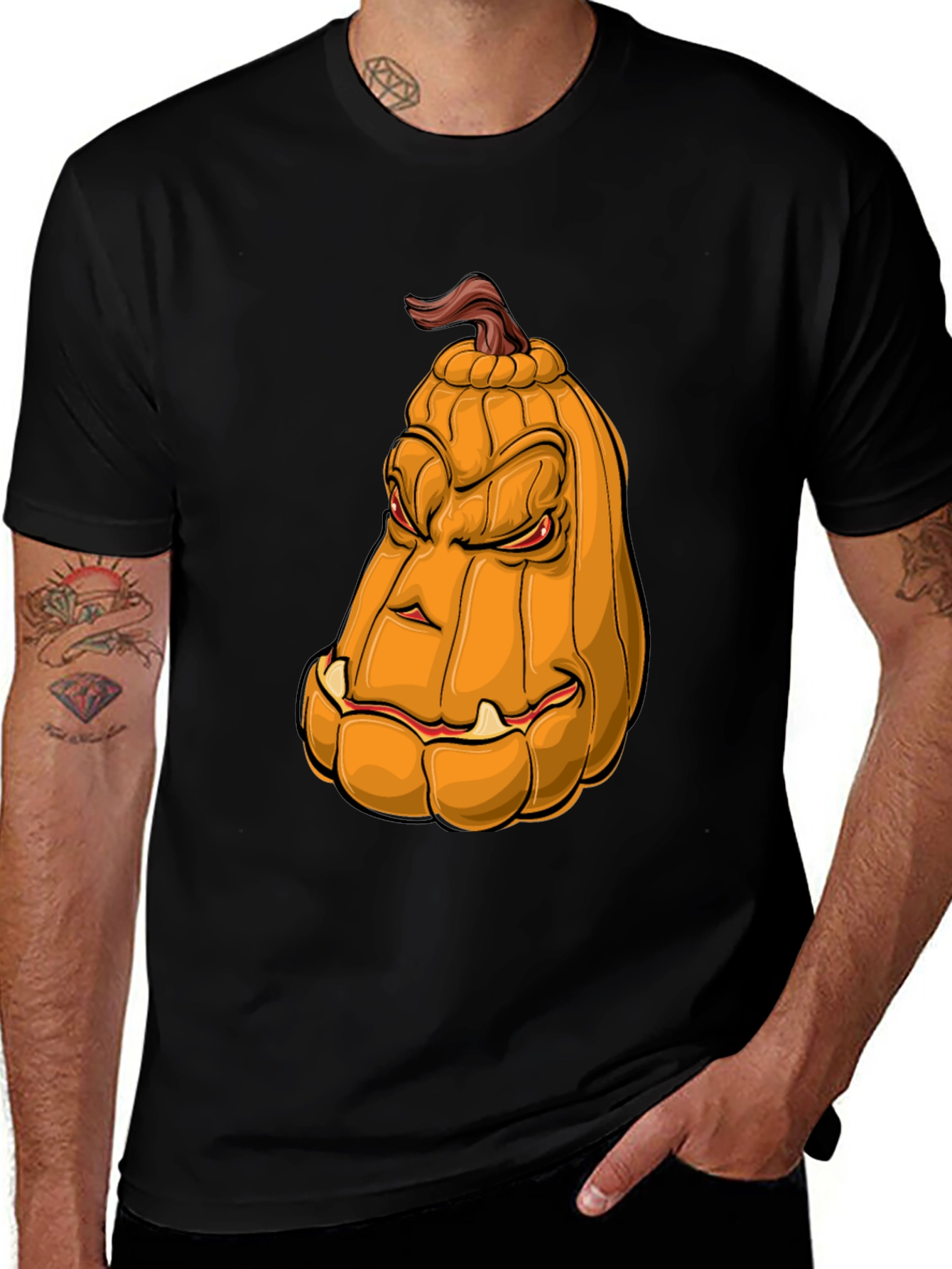 Variant 30 of Men's Pumpkin Face Graphic Tee - Halloween Style