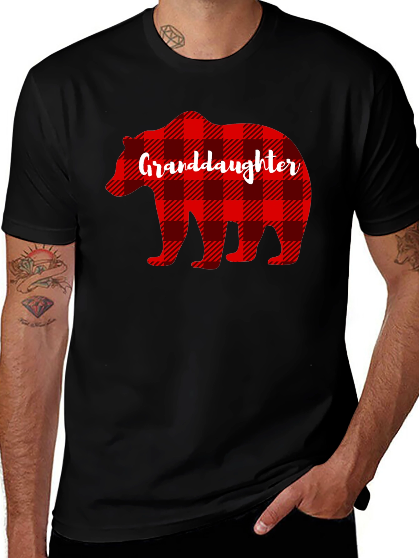 Variant 11 of Granddaughter Bear Plaid T-Shirt