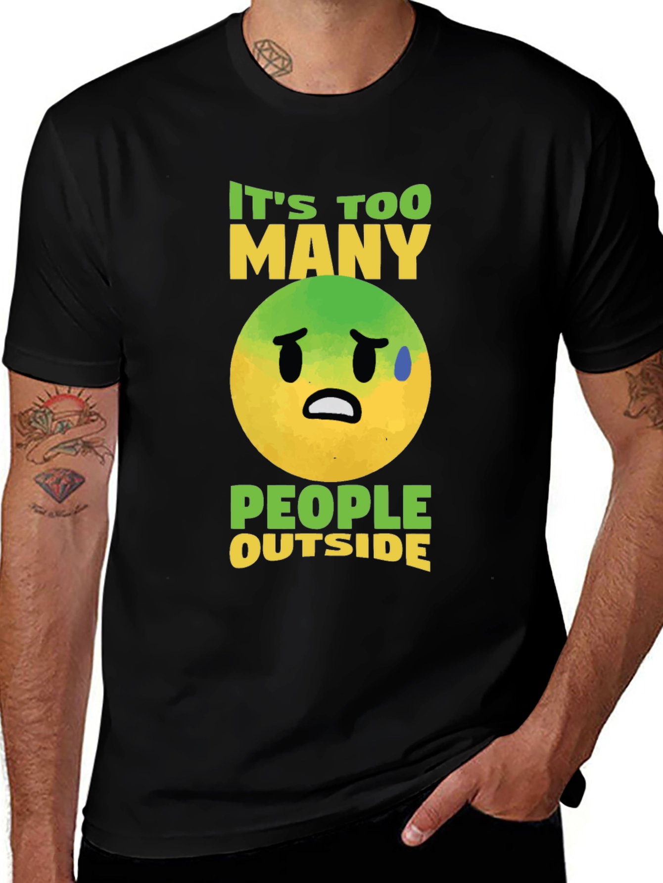 Variant 23 of Funny Emoji Graphic T-Shirt - Too Many People Outside