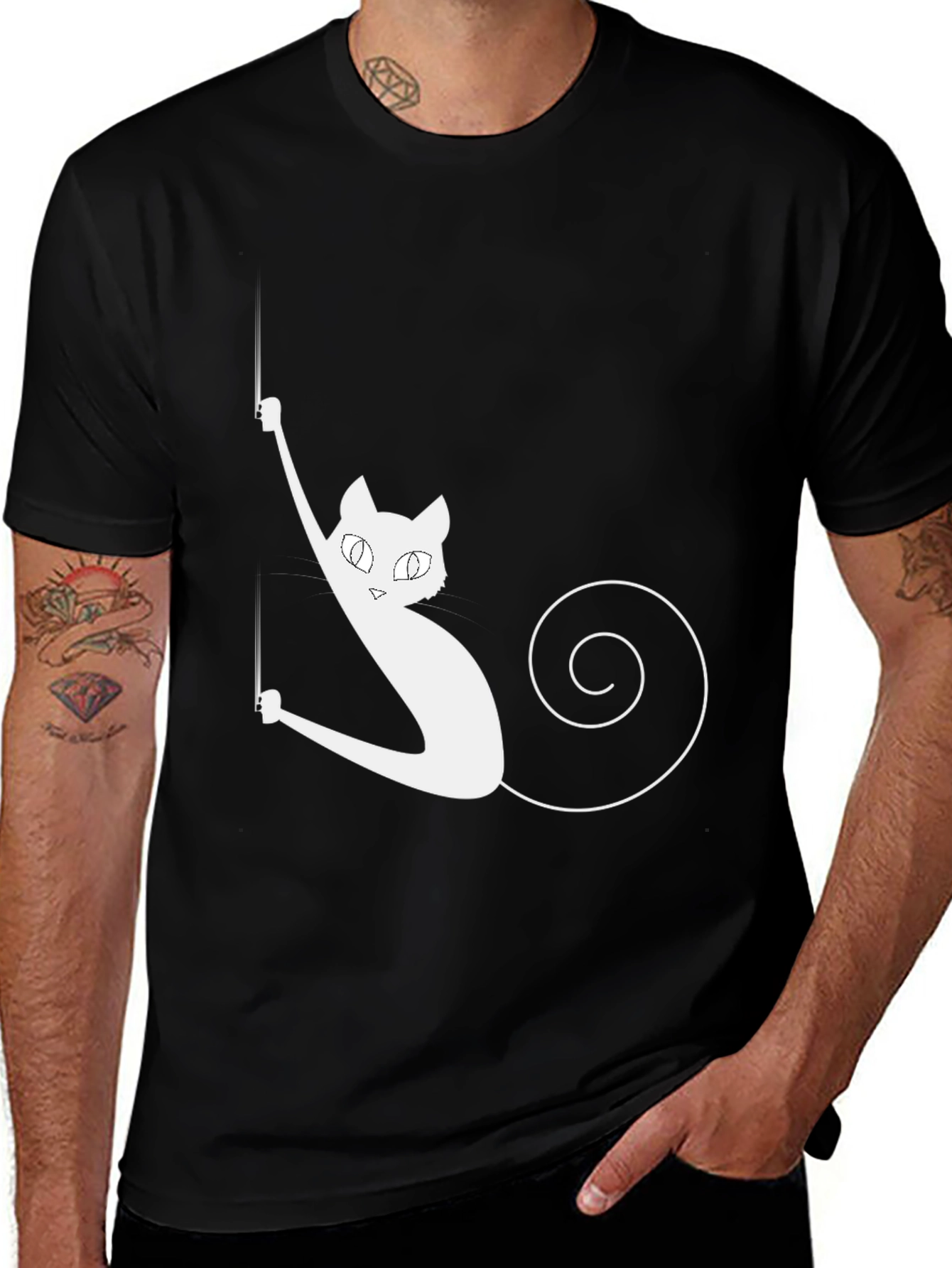 Variant 23 of Hanging Cat Graphic T-Shirt - Fun Novelty Tee