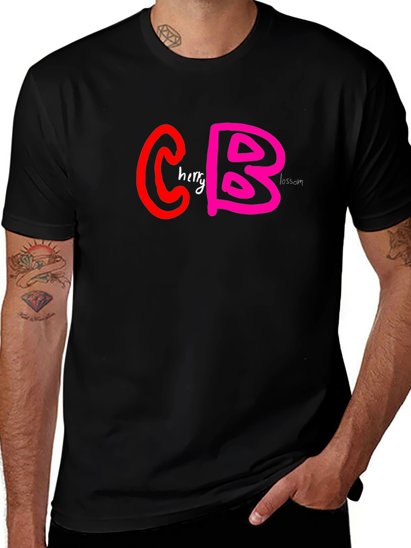 Variant 13 of Cherry Blossom Initial Graphic T-Shirt