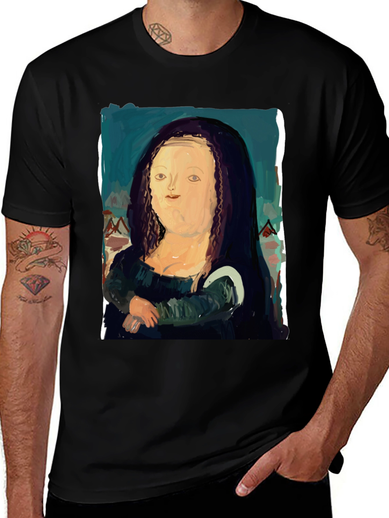 Variant 3 of Mona Lisa T-Shirt Funny Art Tee