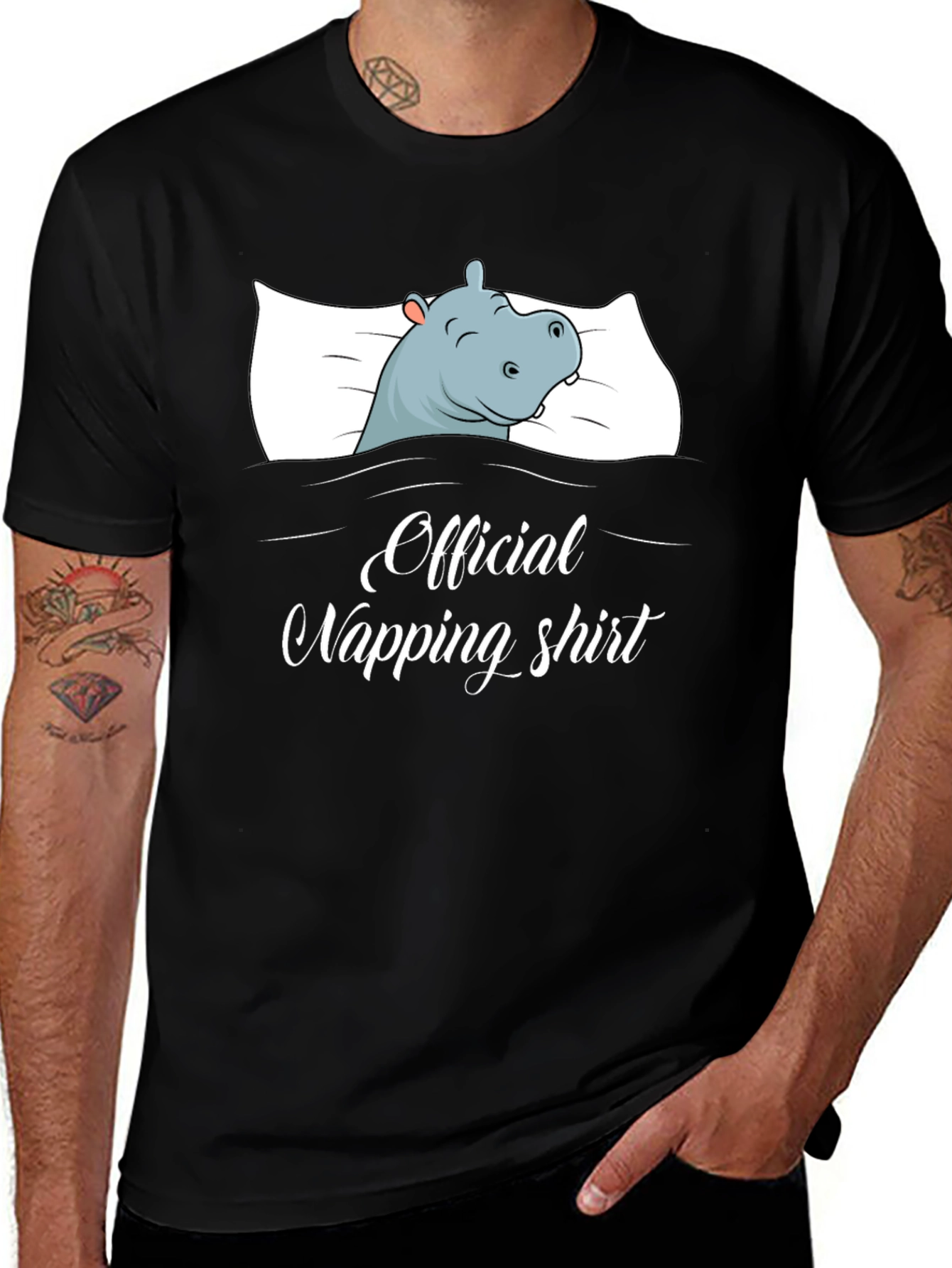Variant 4 of Official Napping Shirt - Hippo Sleeping Design