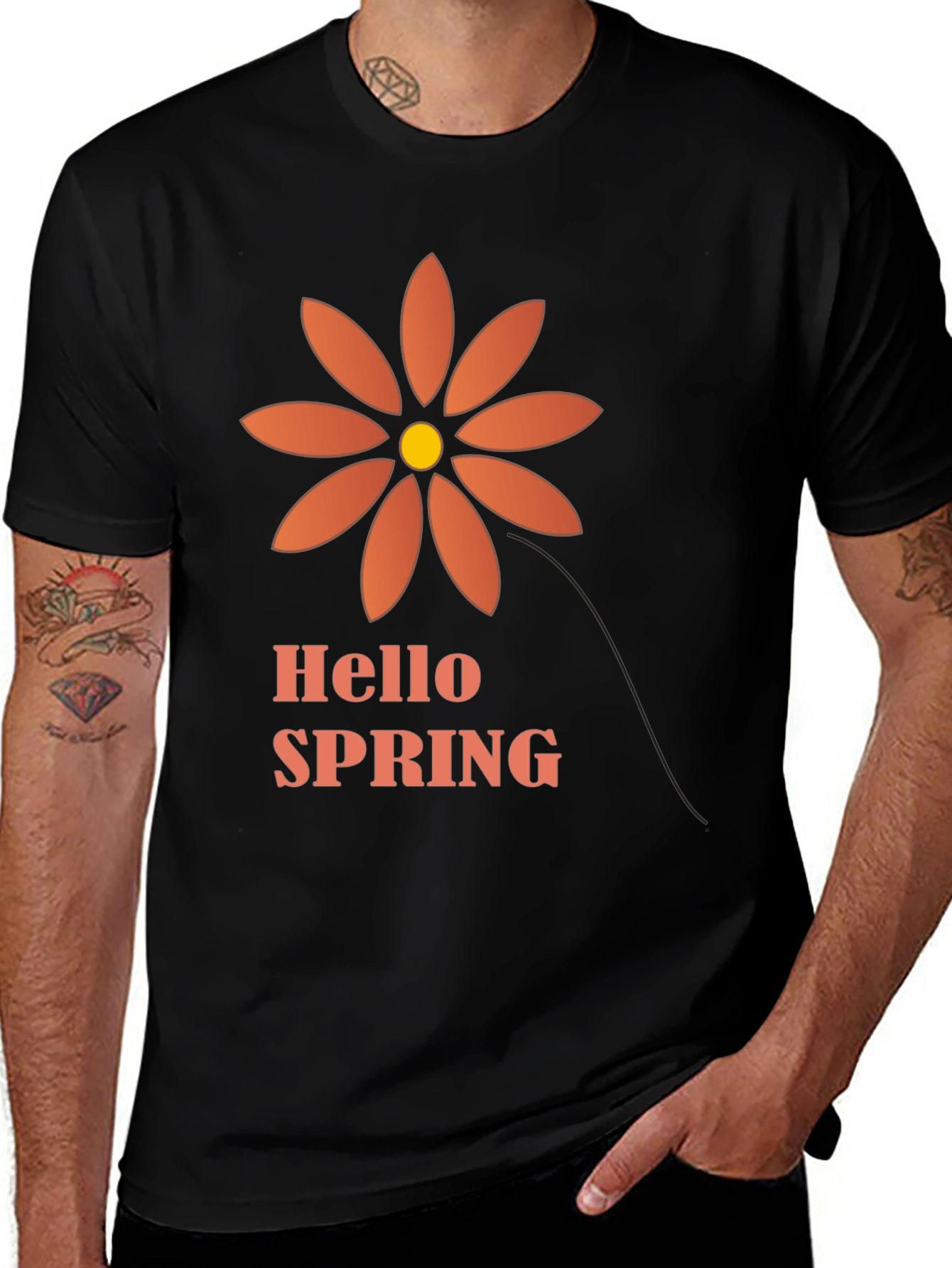 Hello Spring Graphic Tee - Black