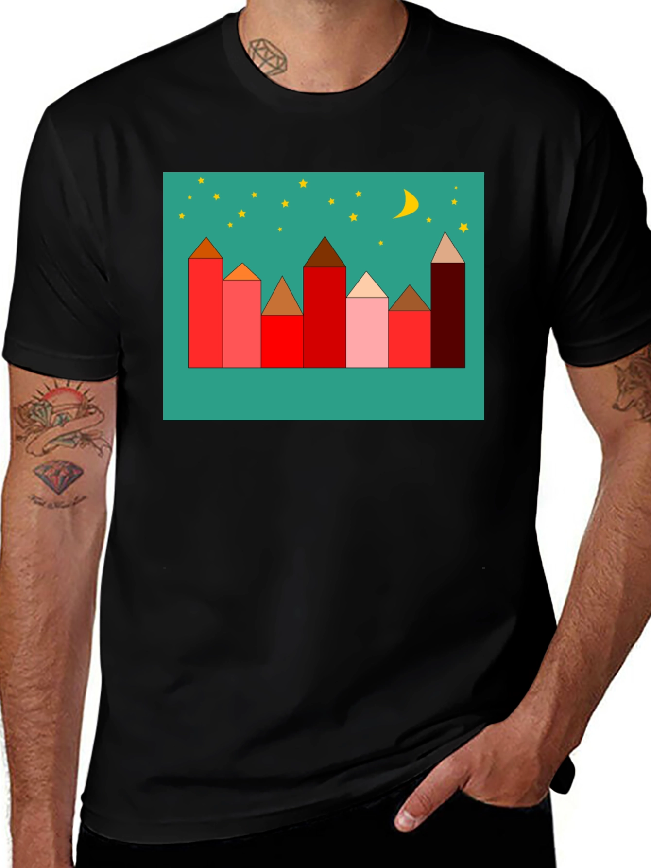 Variant 17 of Urban Dreamscape Tee - Geometric Cityscape