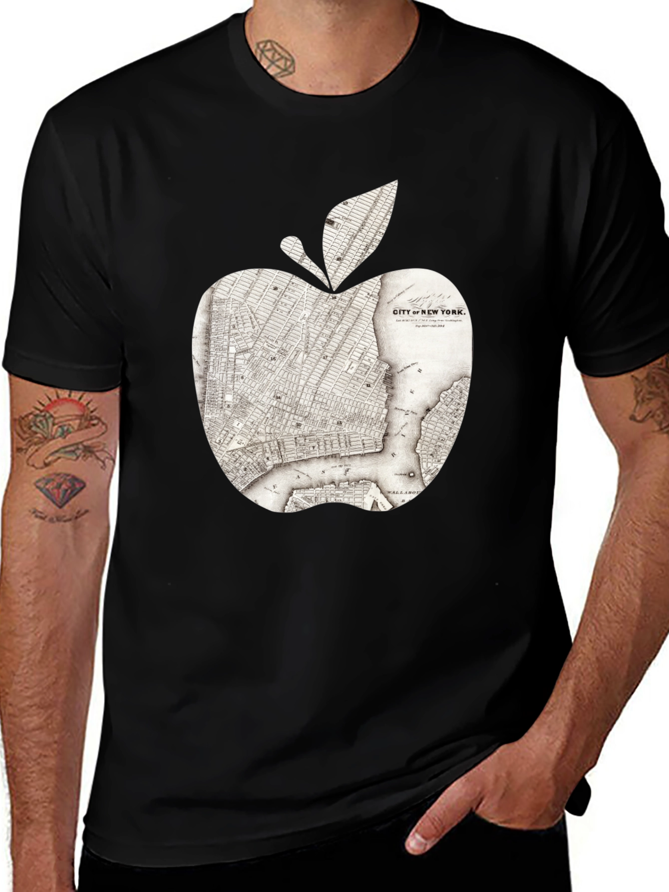 Black New York Apple Map Graphic Tee main image