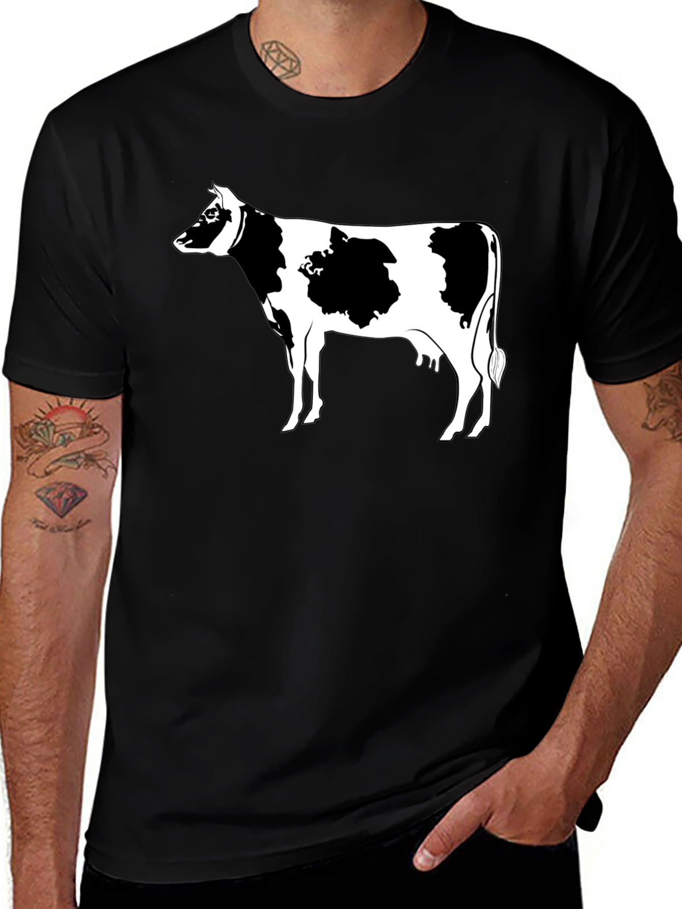 Cow Graphic Tee - Black, Farm Animal Shirt