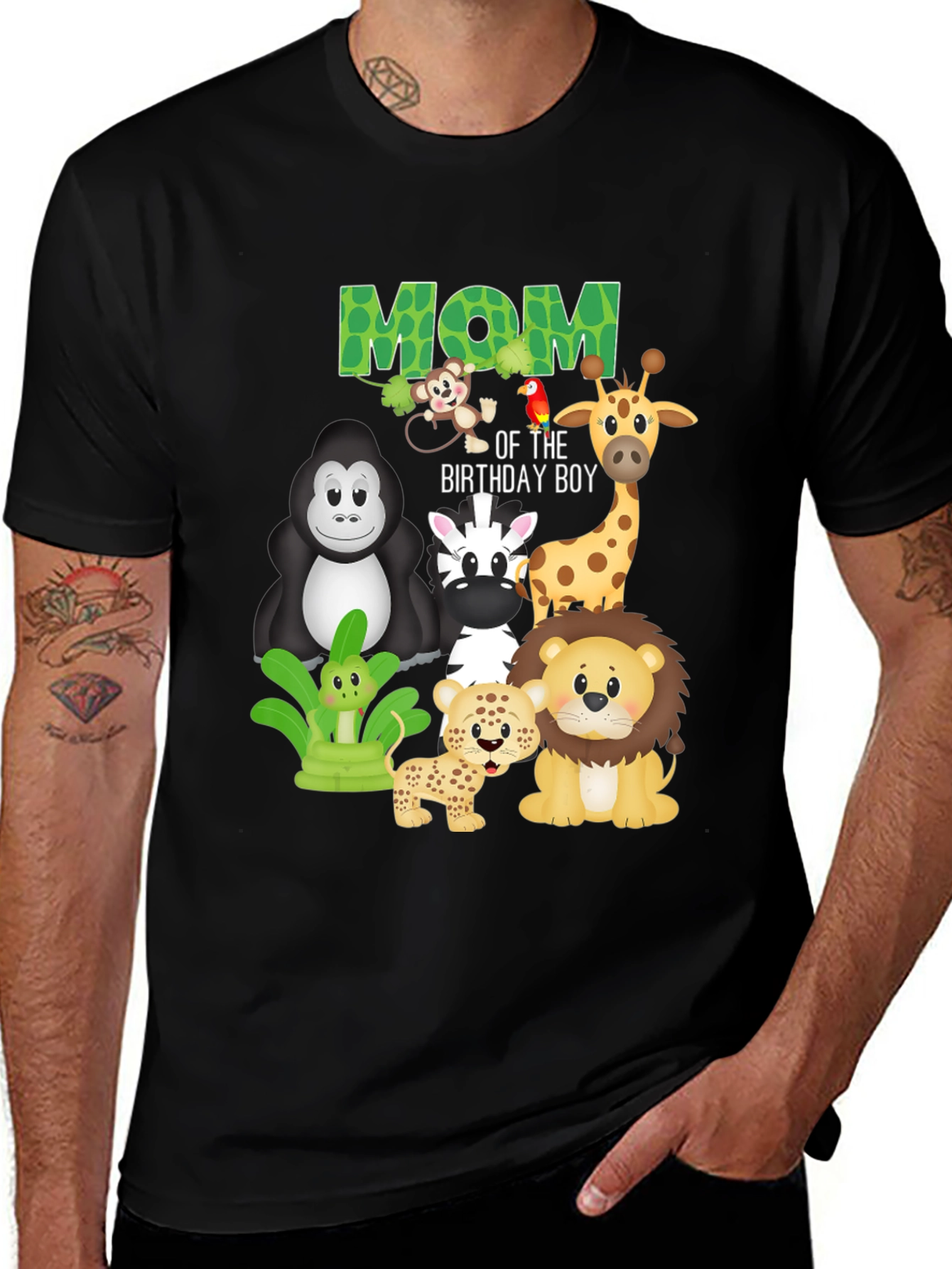 Mom of the Birthday Boy Jungle Animals T-Shirt