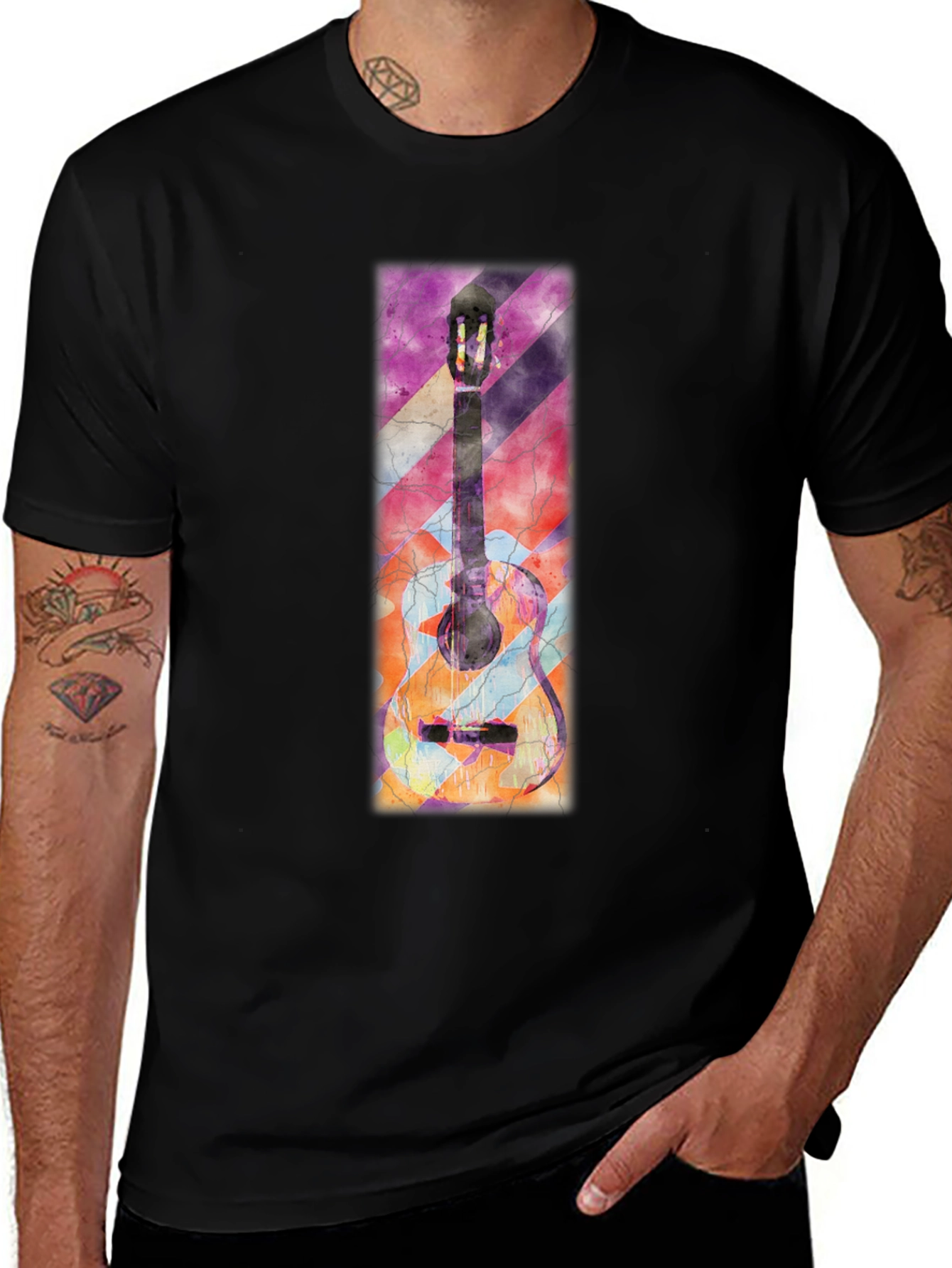 Variant 8 of Abstract Guitar Graphic T-Shirt - Unique Music Lover Tee