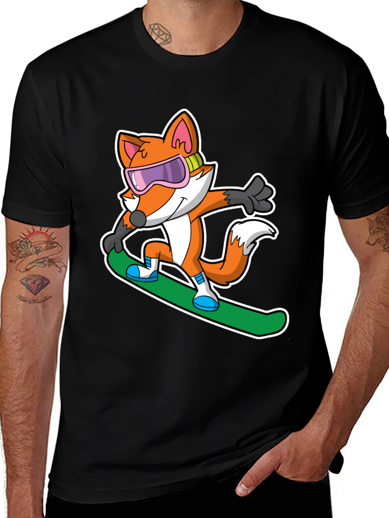 Variant 19 of Fox Snowboarder T-Shirt - Cool Cartoon Animal Tee