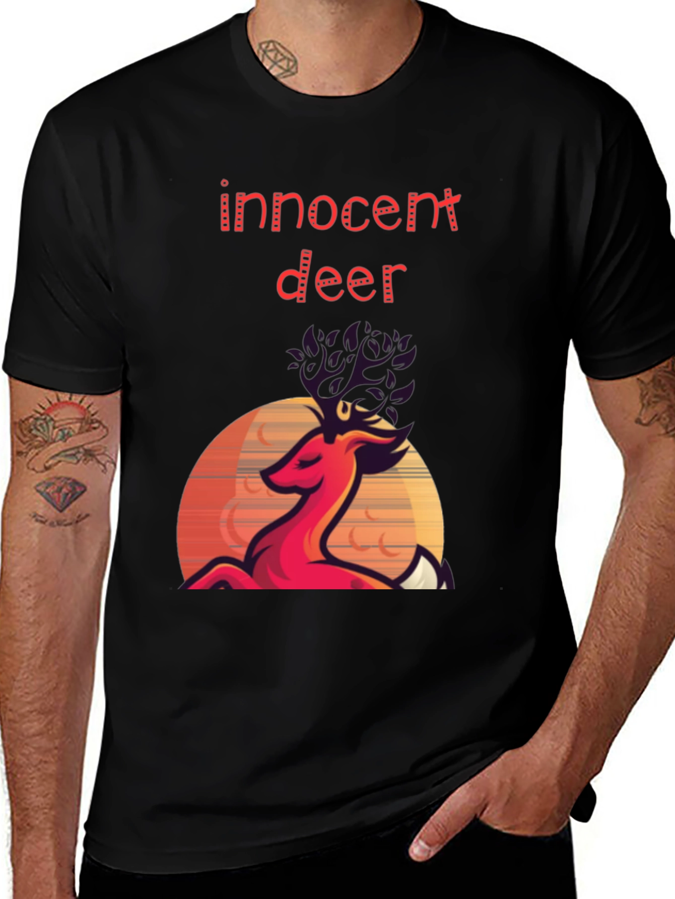 Variant 19 of Innocent Deer Graphic Tee - Stylish Black T-Shirt