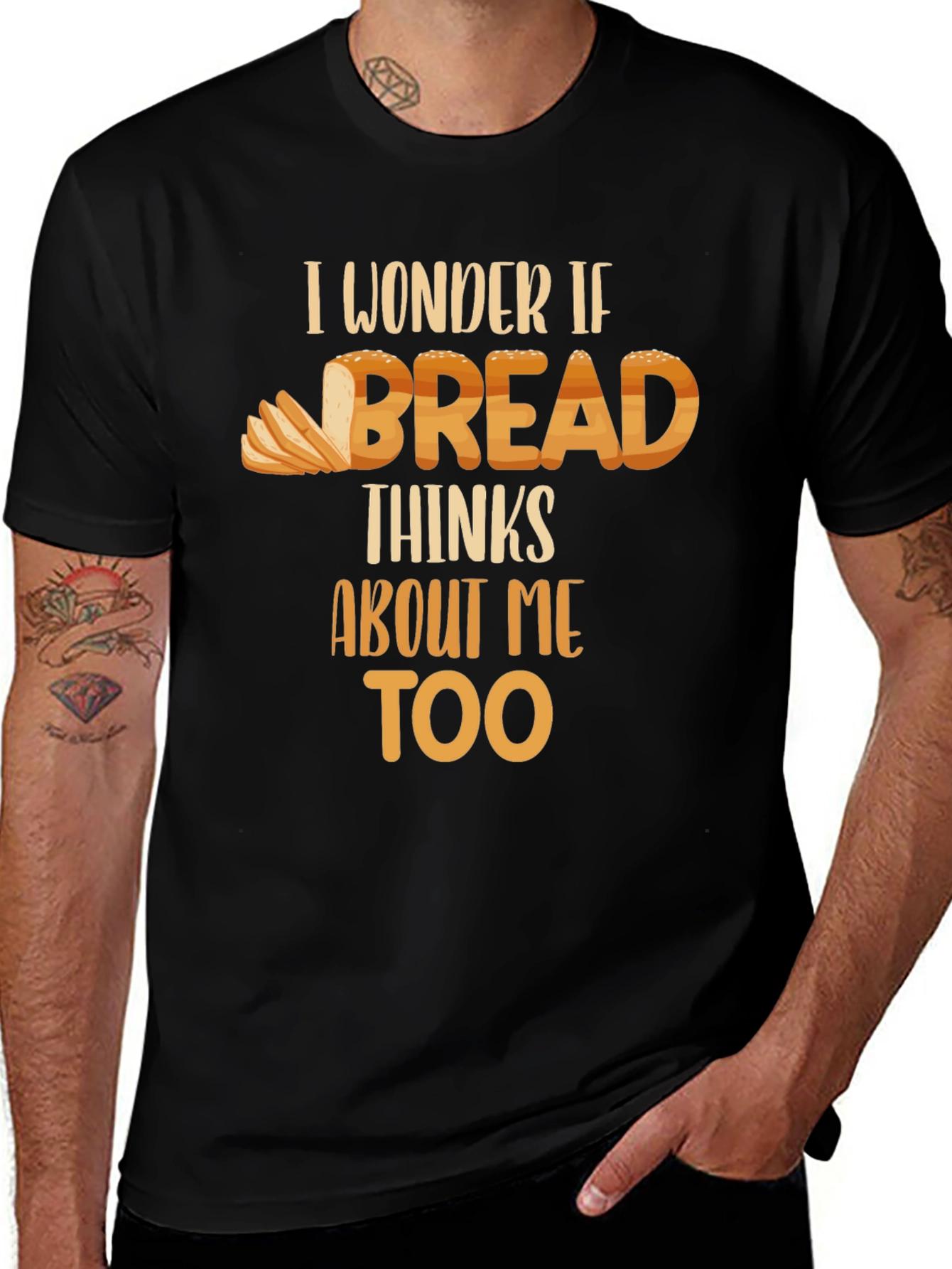 Variant 23 of Bread Think About Me T-Shirt Funny Foodie Tee