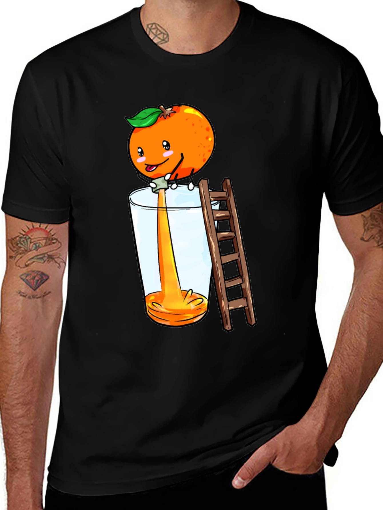 Variant 7 of Orange Juice Cartoon Graphic Tee - Funny Unisex T-Shirt