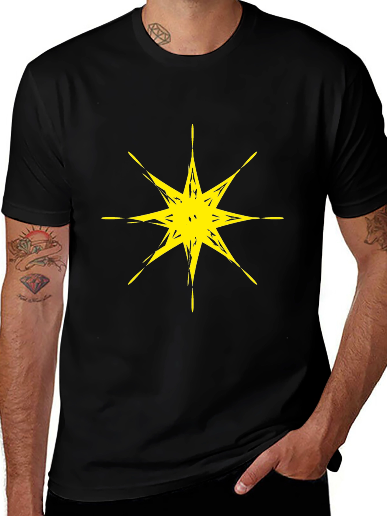 Variant 23 of Abstract Star Graphic Black T-Shirt