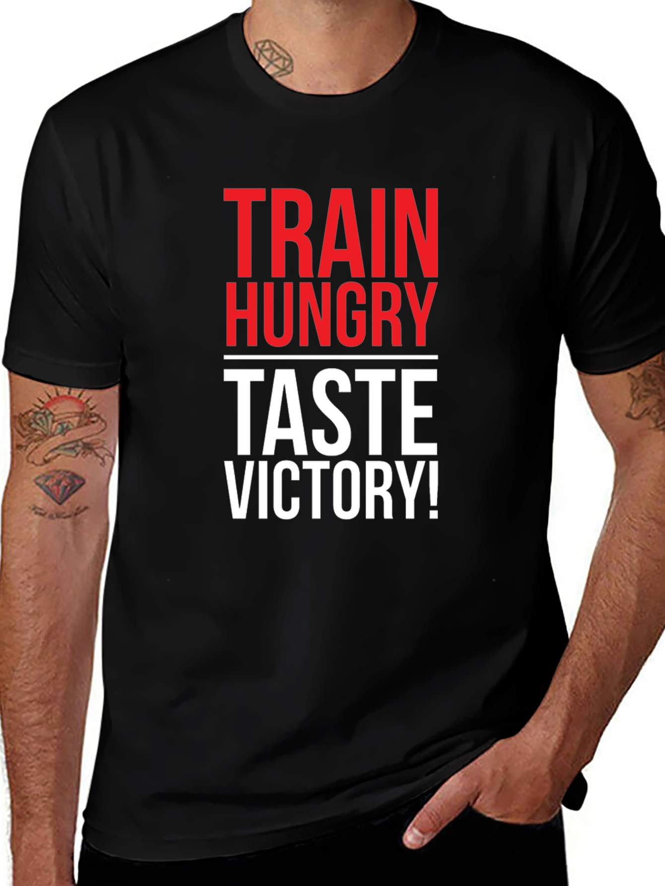 Variant 16 of Train Hungry Taste Victory! Black T-Shirt