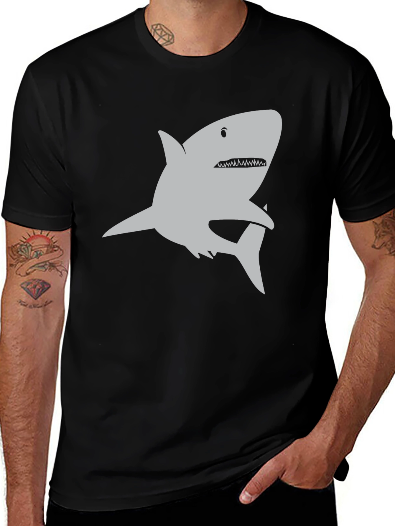 Variant 25 of Shark Graphic Tee - Black Cotton T-Shirt