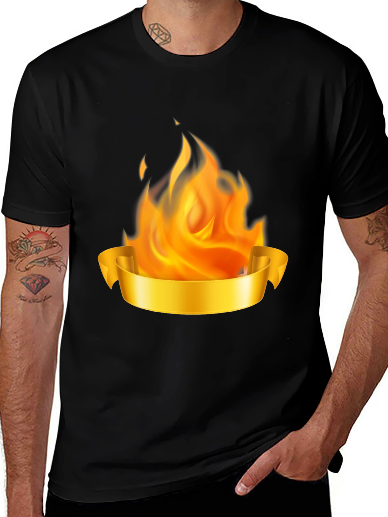 Variant 7 of Fiery Graphic Tee: Bold Flame Design