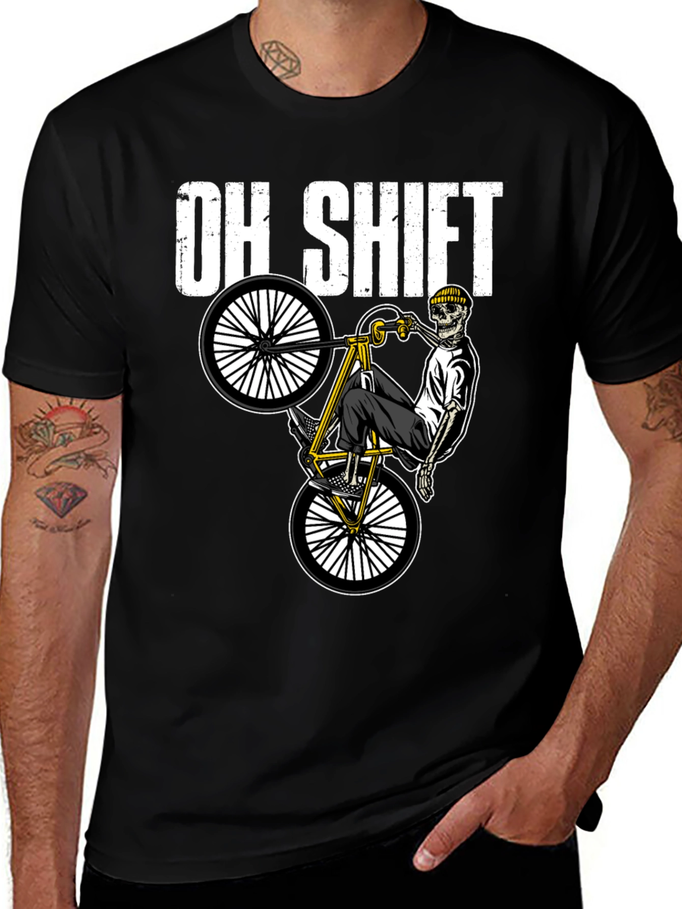 Oh Shift Skeleton Biker Graphic Tee