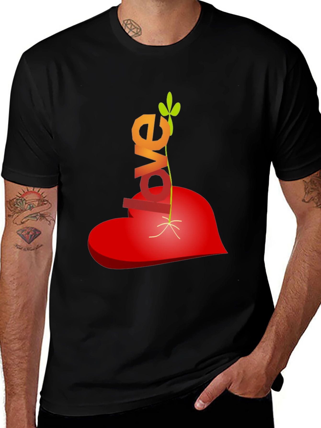 Variant 11 of Love Grows T-Shirt - Heart & Sprout Design