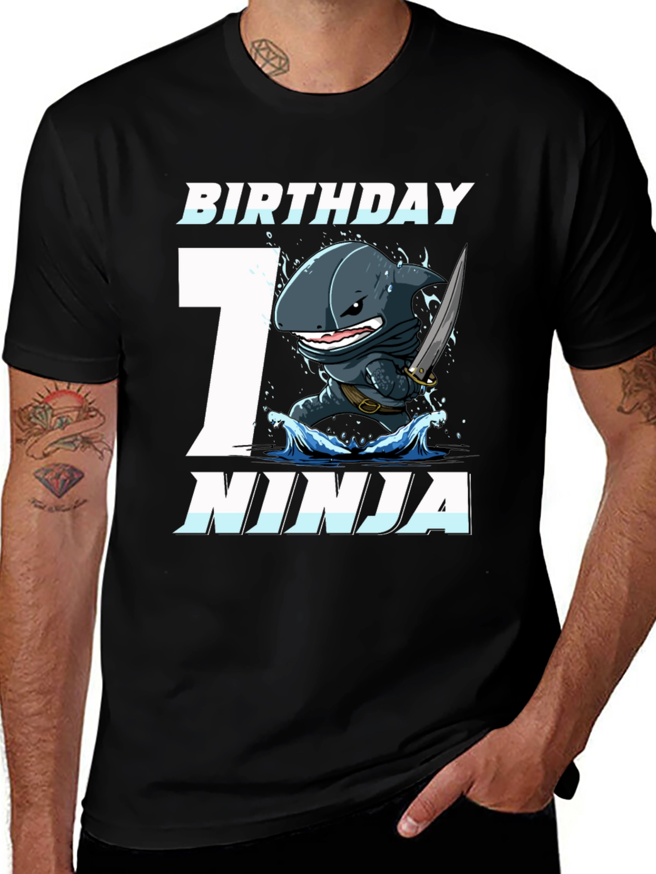 Variant 15 of Birthday Shark Ninja 7th Birthday T-Shirt